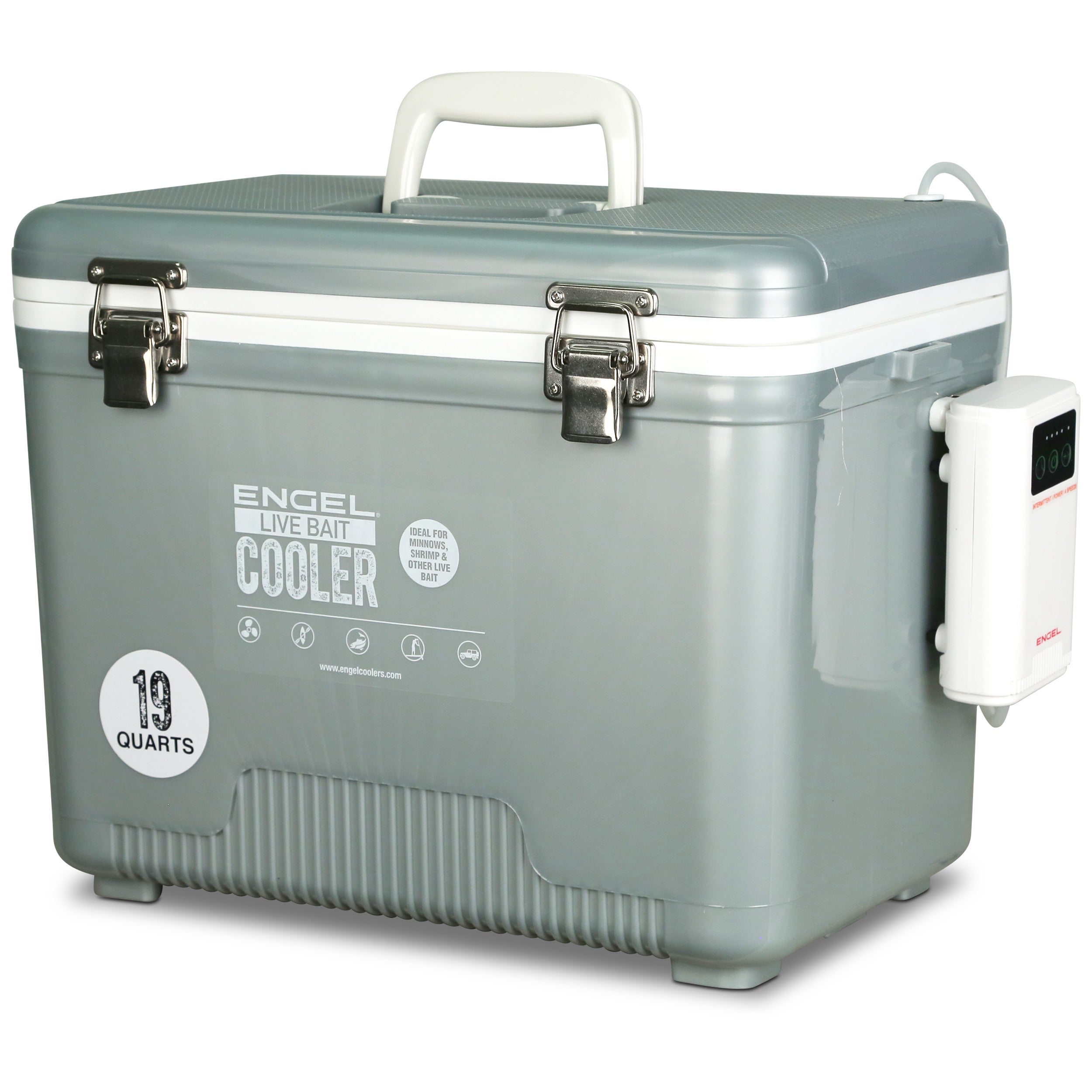 Engel 19Qt Live bait Pro Cooler with AP3 Rechargeable Aerator & Stainless Hardware、mySite、noshort