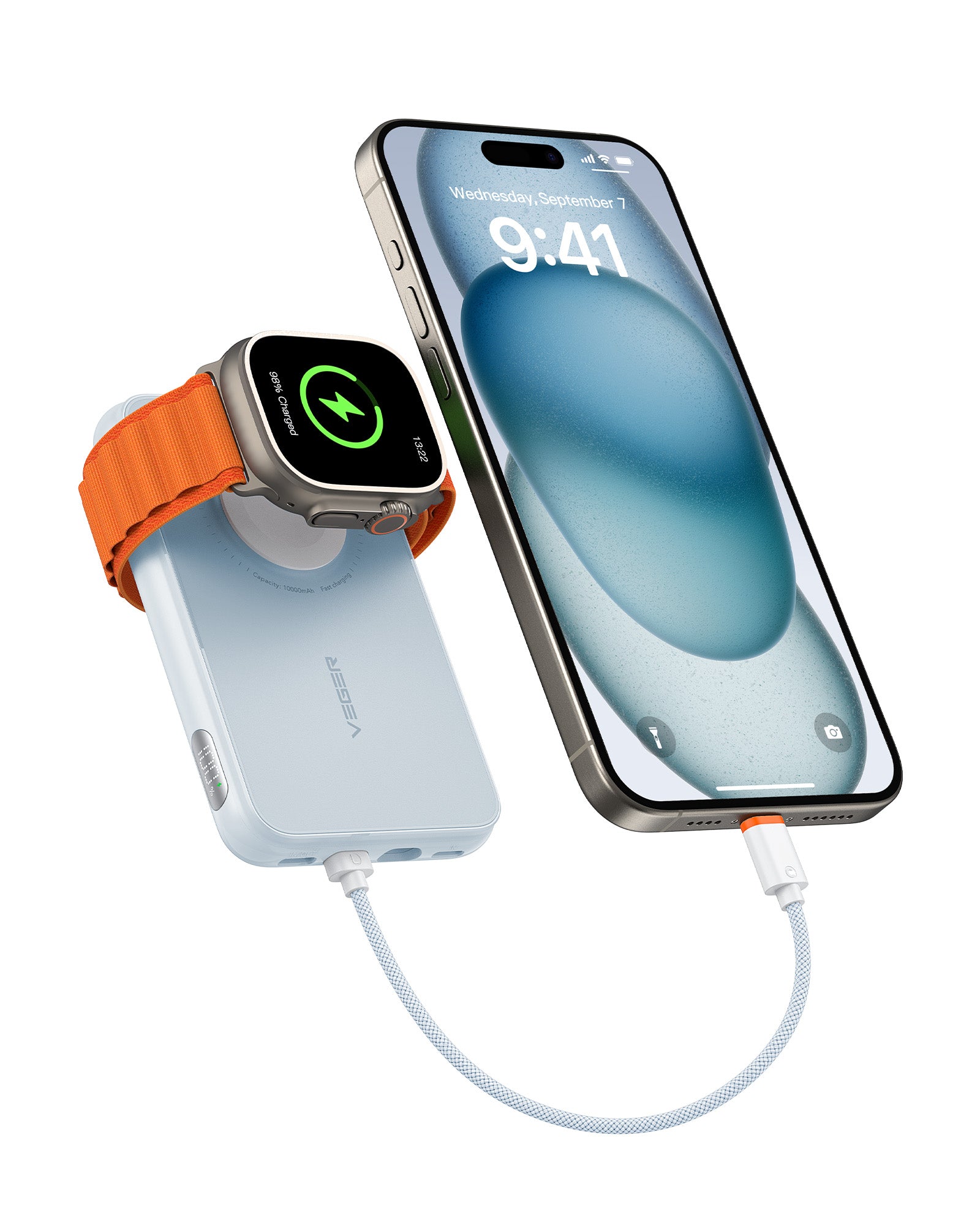 10000mAh Portable Charger with Built in Cable (Removable)、mySite、fannypackpong