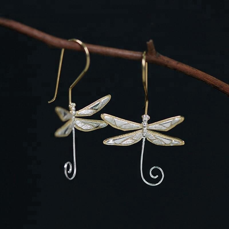Dainty Dragonfly Sterling Silver Jewelry Earrings and Necklace Handmade Works of Art!、mySite、g9winljtr