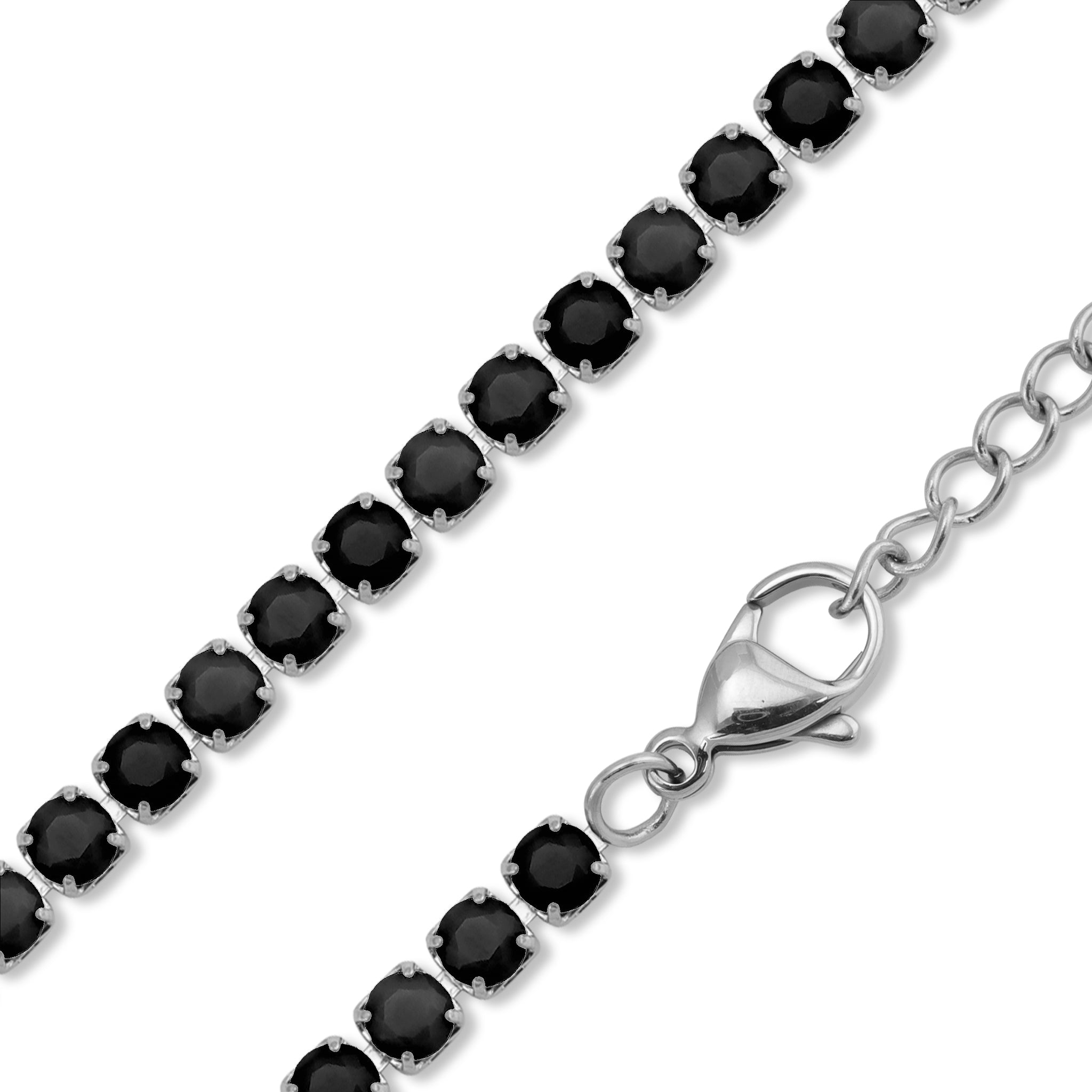 Stainless Steel Jet Rhinestone Tennis Chain Necklace / TNN0003、mySite、dreamappss