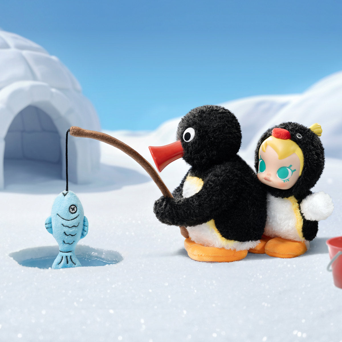  POP MART Baby Molly × Pingu Happy Fishing Series-Vinyl Plush Pendant Blind Box、mySite、greenlandpopulation