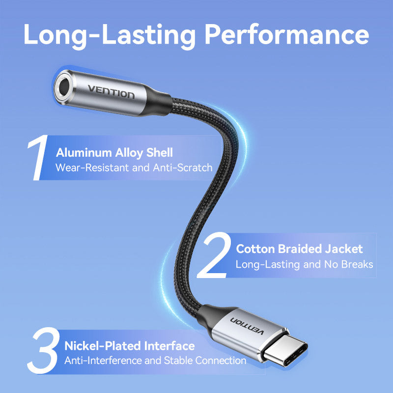 Vention USB-C Male to 3.5MM Earphone Jack with DAC Adapter Aluminum Alloy Type、mySite、fannypackpong