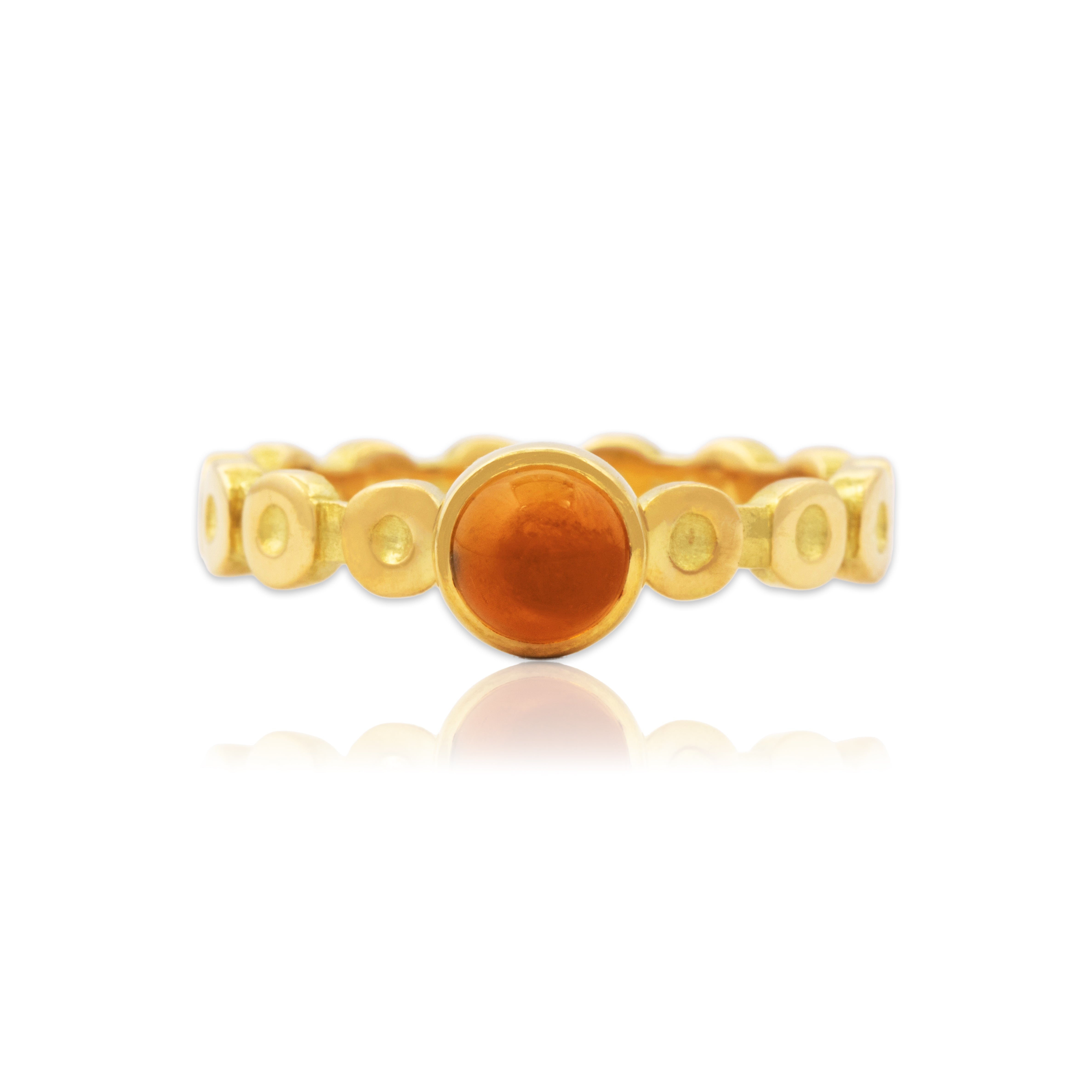 Vintage 18k Yellow Gold Citrine Glowing Cabochon Band Ring 6.50、mySite、hinf8tx79
