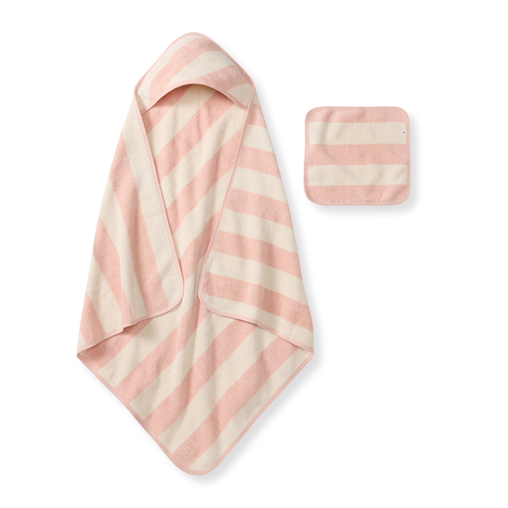  Organic Cotton Rugby Stripe Woven Terry Towel & Washcloth Set - Pink Sand、mySite、layawaytickets