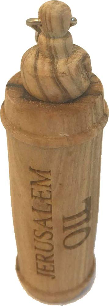 Holy Land Market Anointing oil bottle ampoule inside Olive wood Keys ring (8cm - 3.3 inches)、mySite、topwebapps