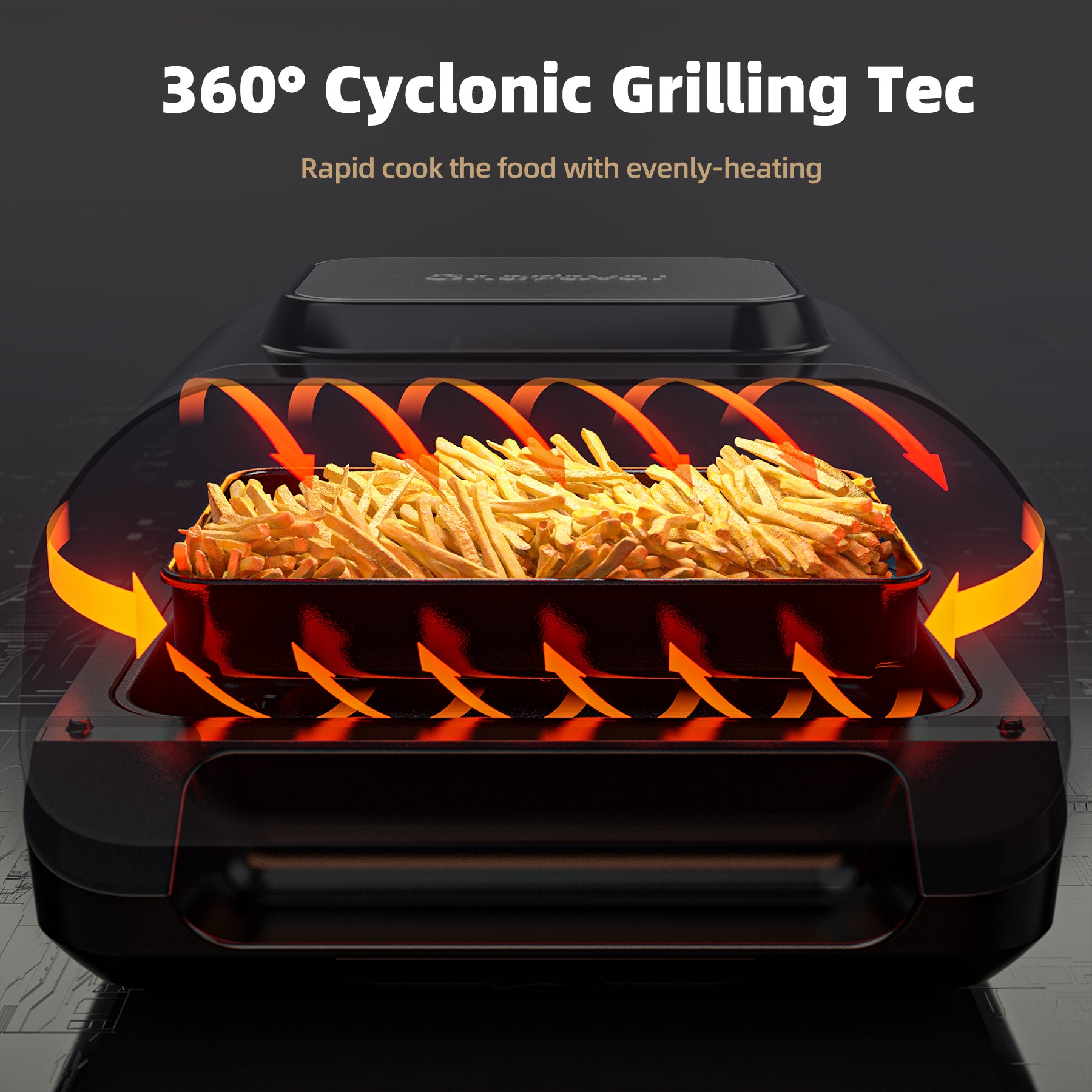 KLOUDIC Smart Indoor Grill & Air Fryer Combo, Smokeless Electric Countertop Griddle, with Removable Non-Stick 1700W, Black、mySite、fannypackpong