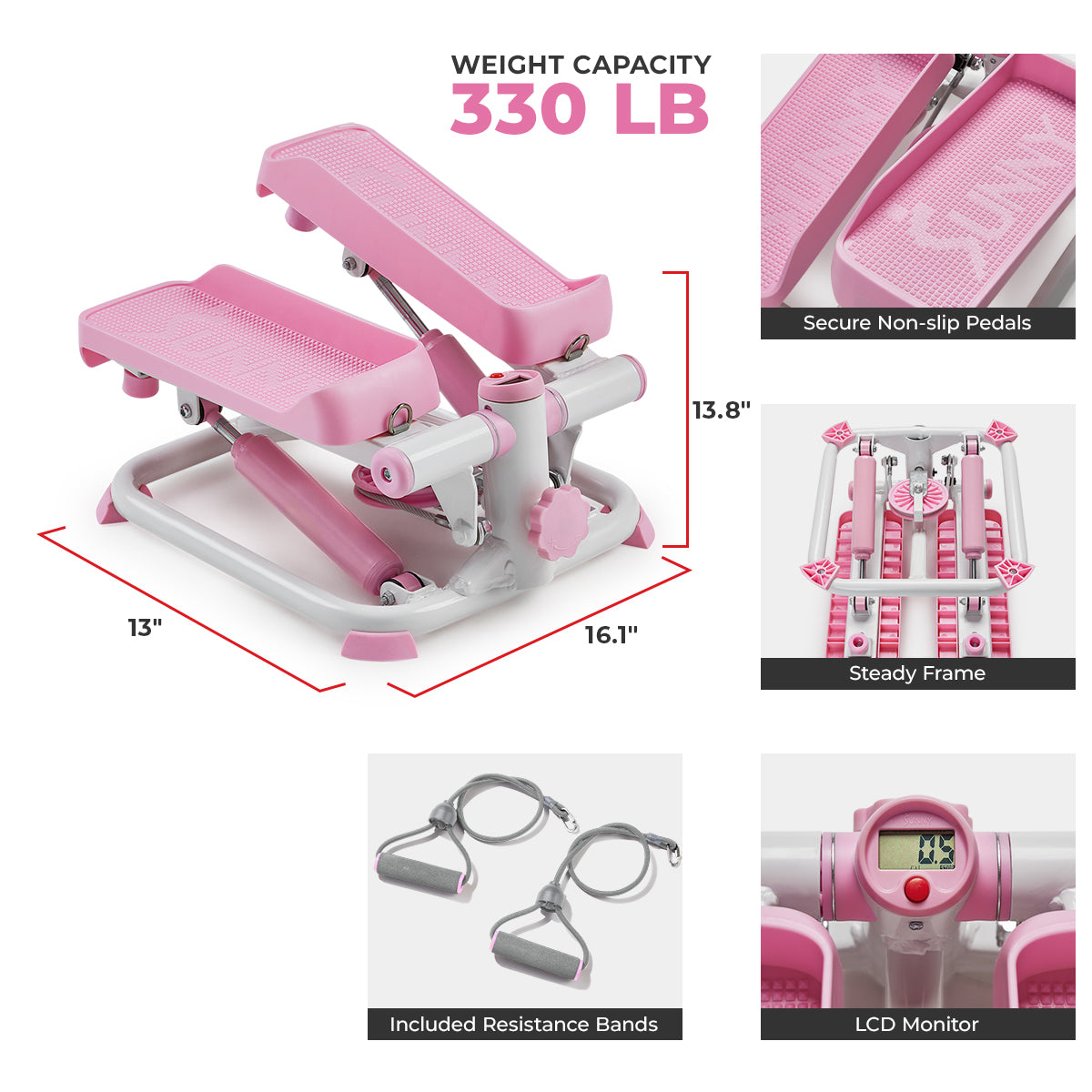  Smart Pink Mini Stepper with Resistant Bands、mySite、ghnorth