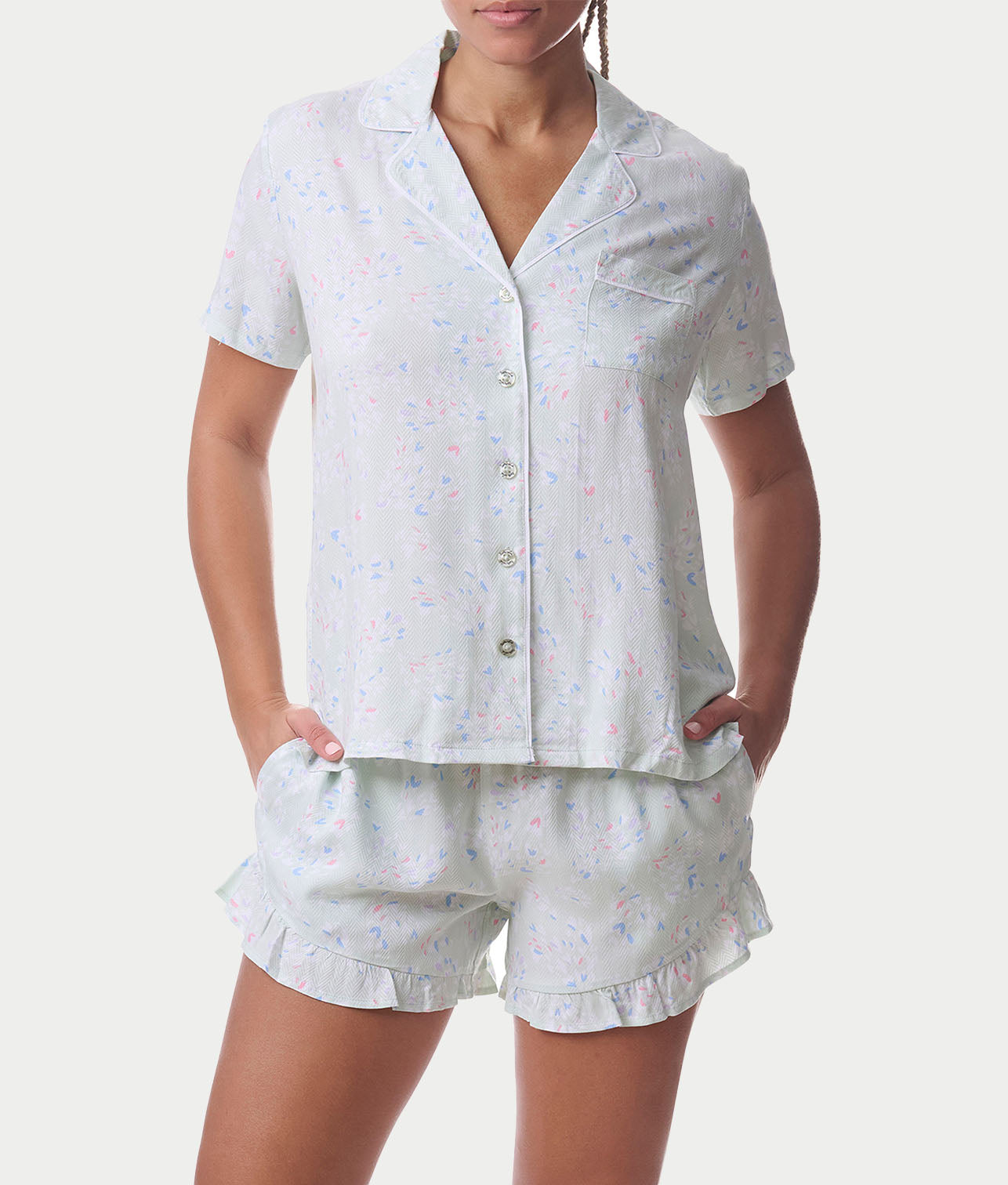  Notch Collar Woven Shorts Set、mySite、justintrudeaud