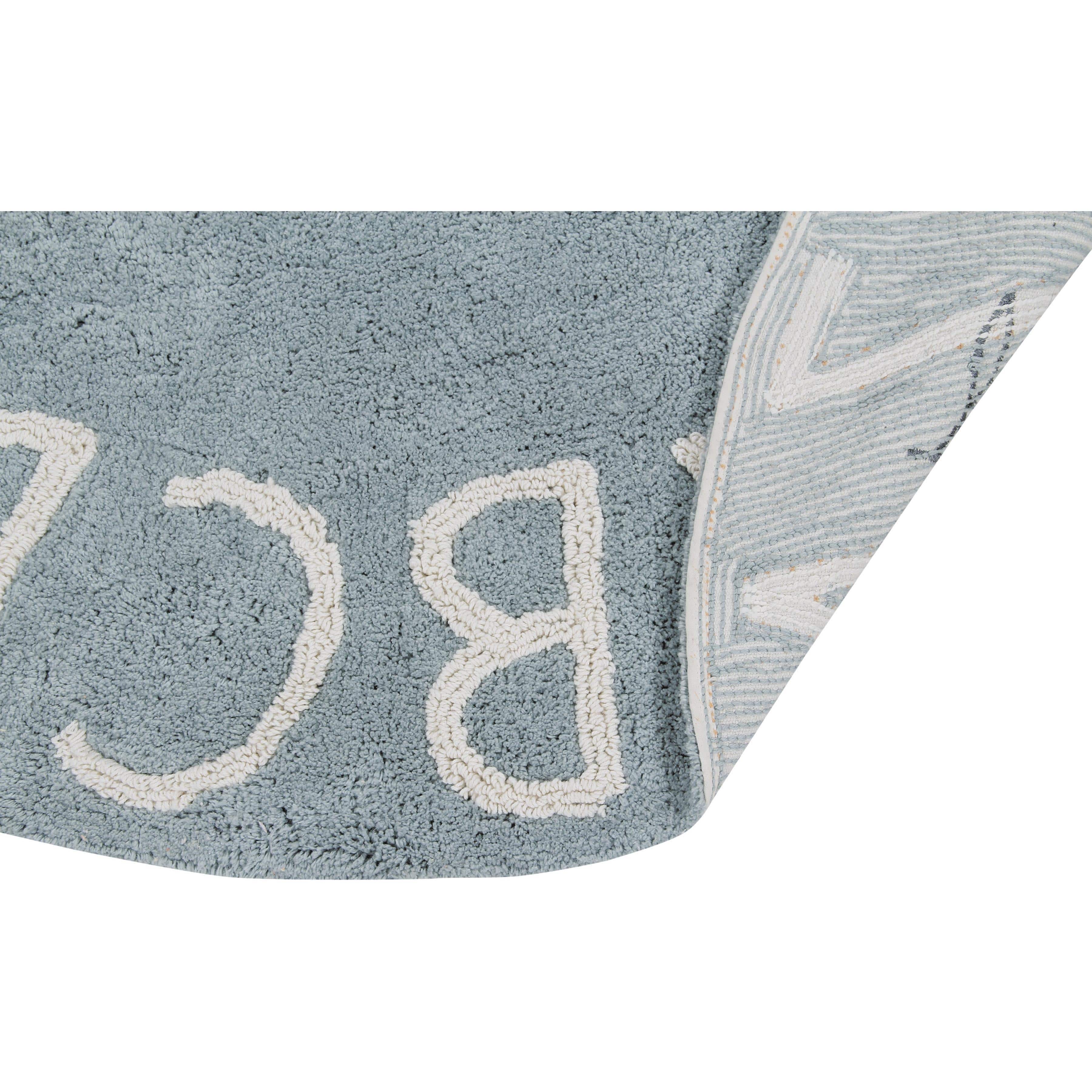 Round ABC Vintage Blue Natural Machine Washable Area Rug、mySite、gigharbornorthrealestate