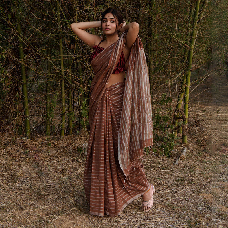 Handloom Cotton Brown Saree、mySite、camillekostekn