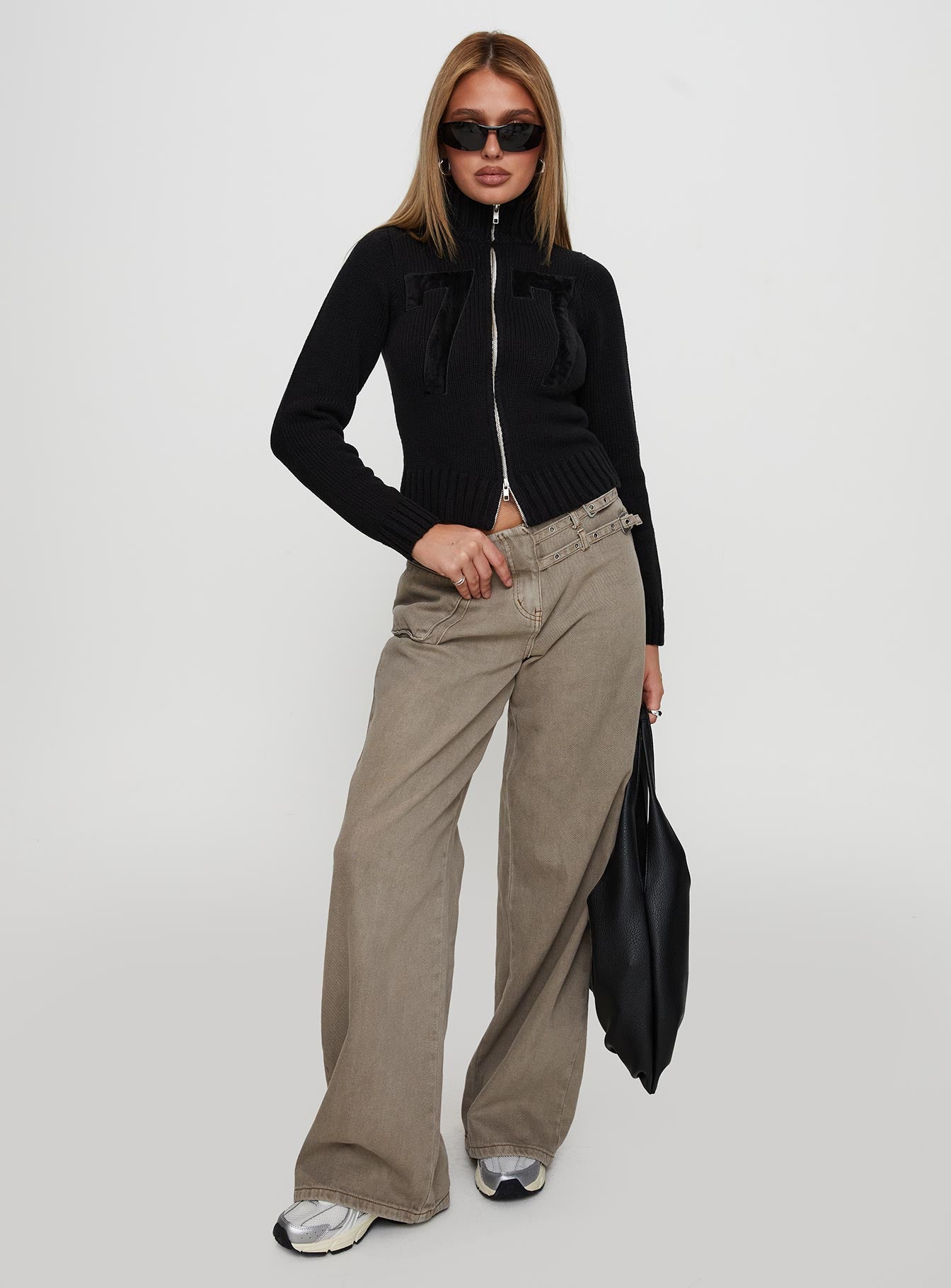 Nylah Zip Up Knit Jacket Black、mySite、solidvoid