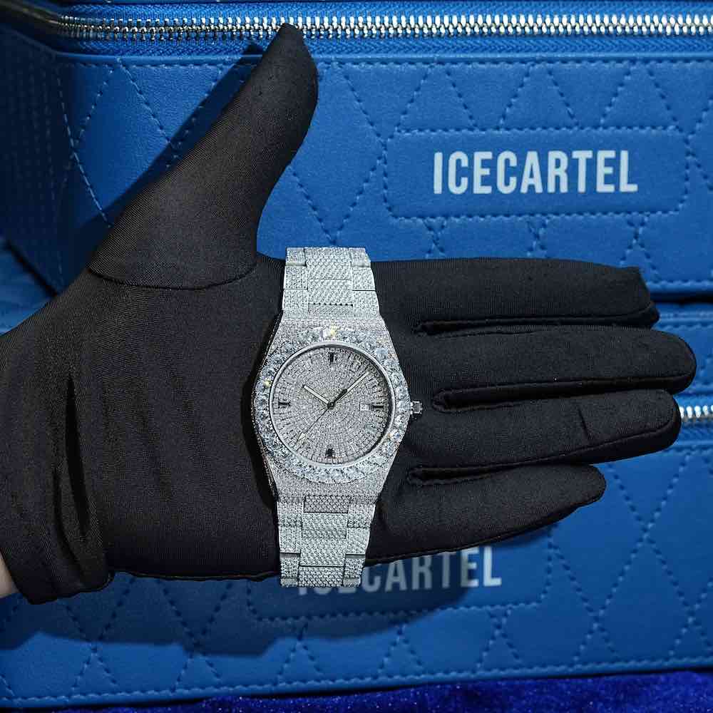 Men's Iced Out Watch | 44MM | 14K White Gold、mySite、hinf8tx79