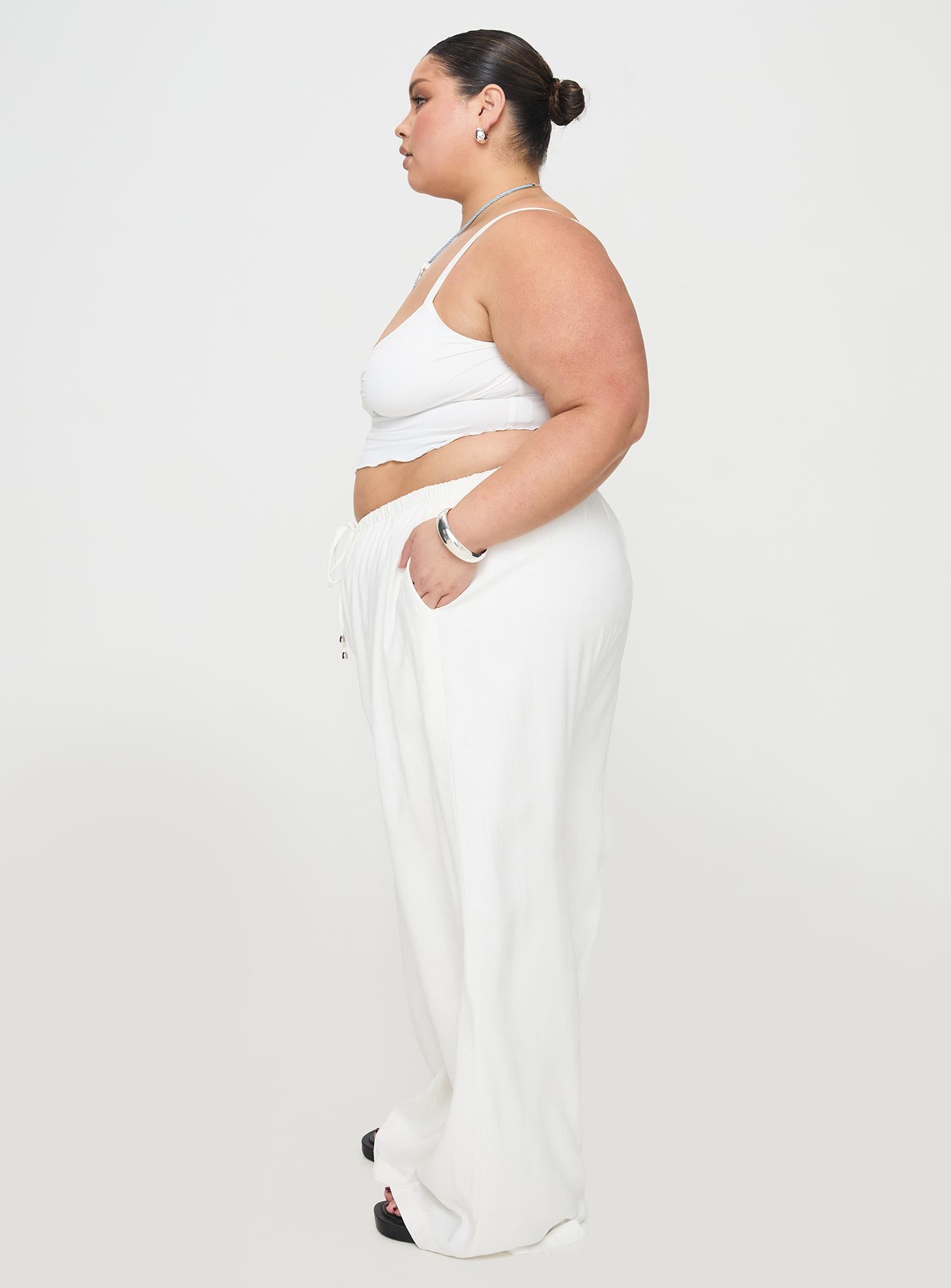 Ogilvie Linen Blend Pants White Curve、mySite、solidvoid