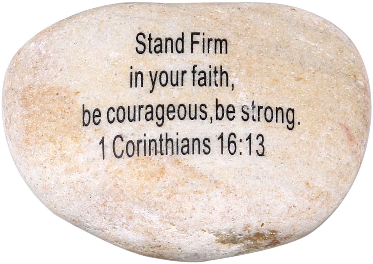 Extra Large Engraved Inspirational Scripture Biblical Natural Stones Collection - Stone III : 1 Corinthians 16:13 : Stand Firm in Your Faith, be Courageous, be Strong.、mySite、topwebapps