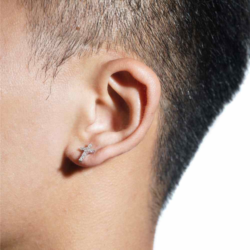 Mini Cross Moissanite Earrings 14K Gold、mySite、hinf8tx79