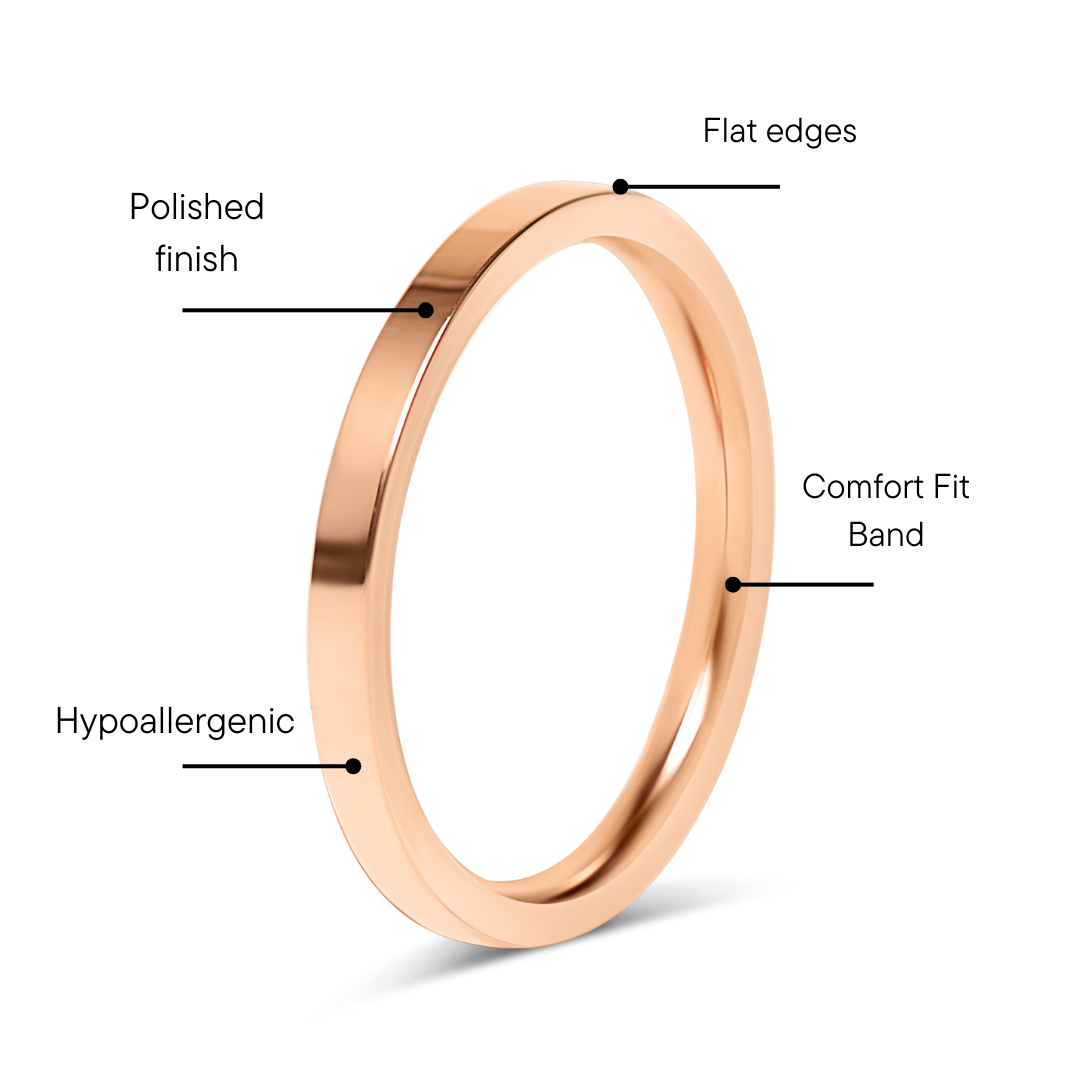 18K Rose Gold PVD Stainless Steel Flat Ring / CFR8024、mySite、dreamappss
