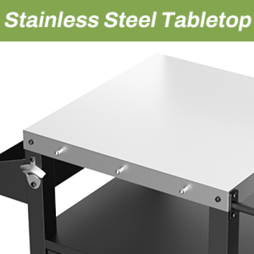 Outdoor Grill Cart with Patio Furniture, Outdoor Grill Table with Storage,Rolling Bar Cart Outdoor BBQ Cart with Hooks and Spice Rack for Grilling Accessories, Black、、eastwooduniform