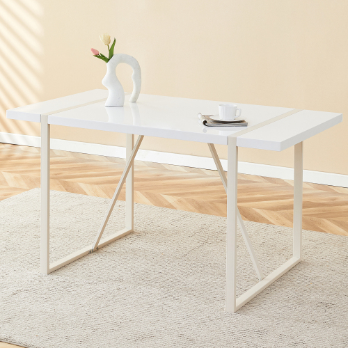 Rustic Industrial Rectangular Wood Dining Table For 4-6 Person, With 1.5" Thick Engineered Wood color Tabletop and Black Metal Legs,Desk For Kitchen Dining Living Room, 55.1" x 31.4"x 29.9"1529W115172、、casual