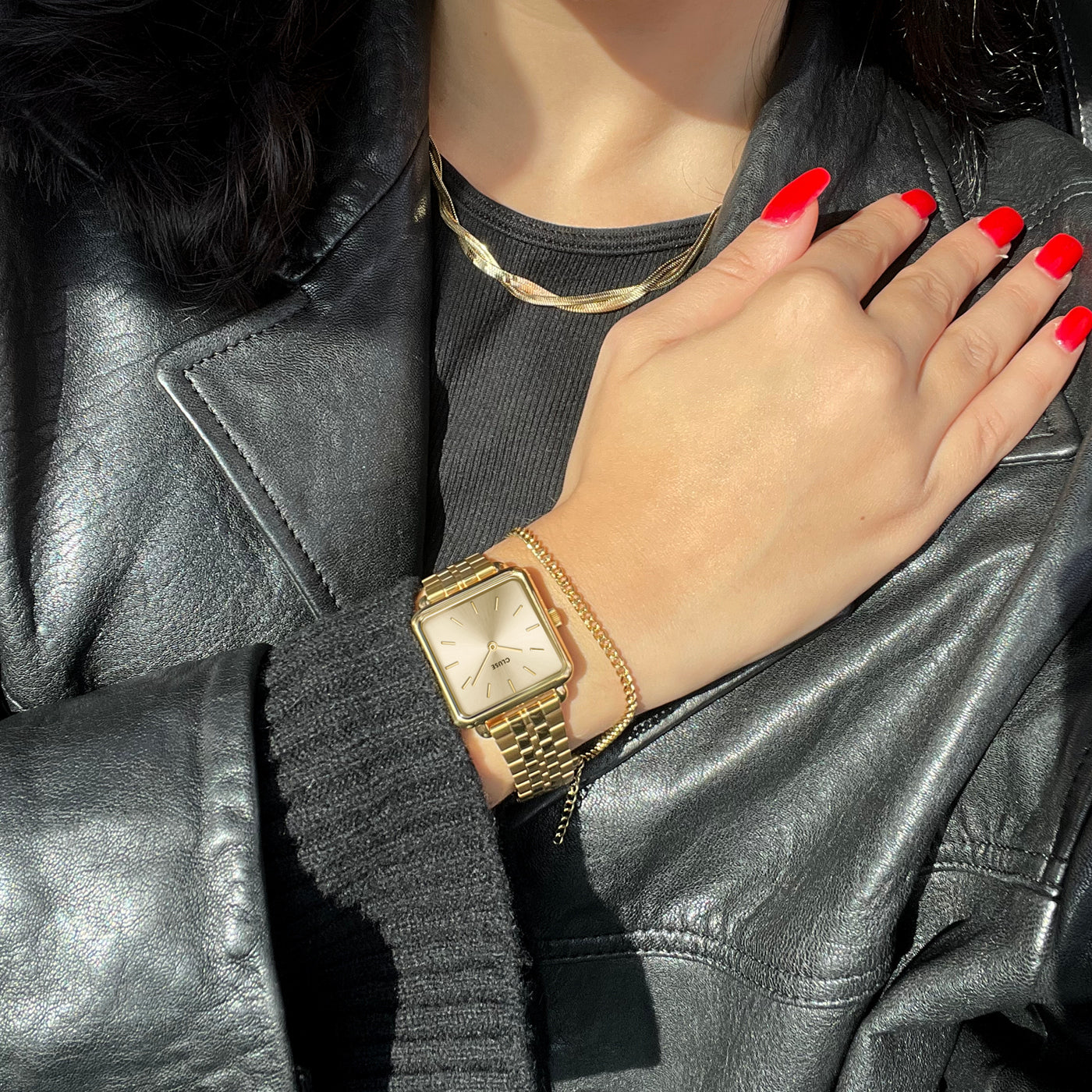 Gift Box La Tétragone Watch Steel & Curb Chain Bracelet, Gold Colour、mySite、botmansion