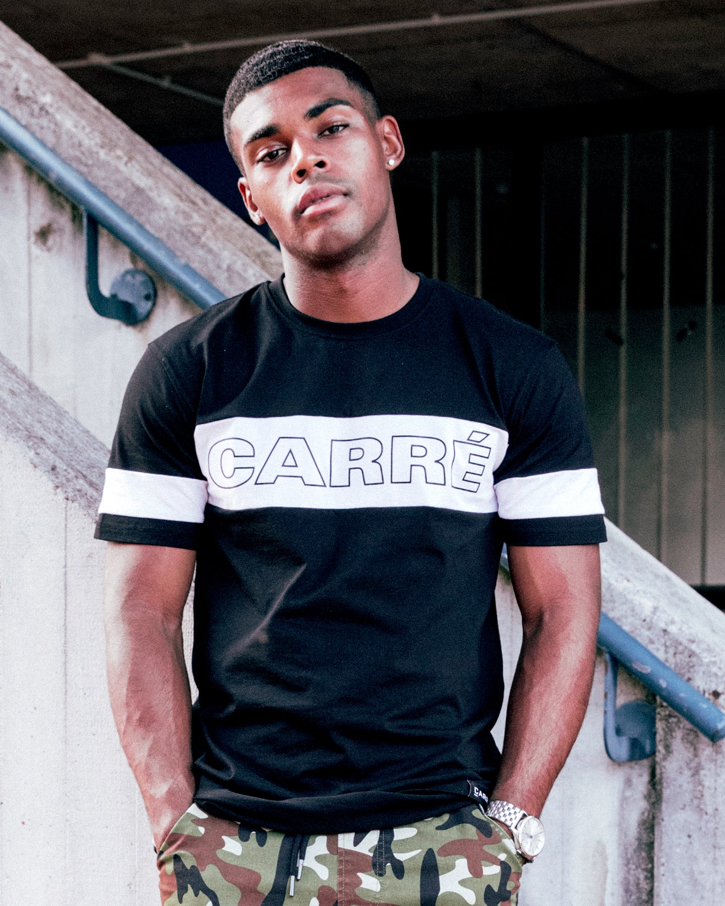 Carré Panneau Short Sleeve T-Shirt Black/White、mySite、zt4zffjzw