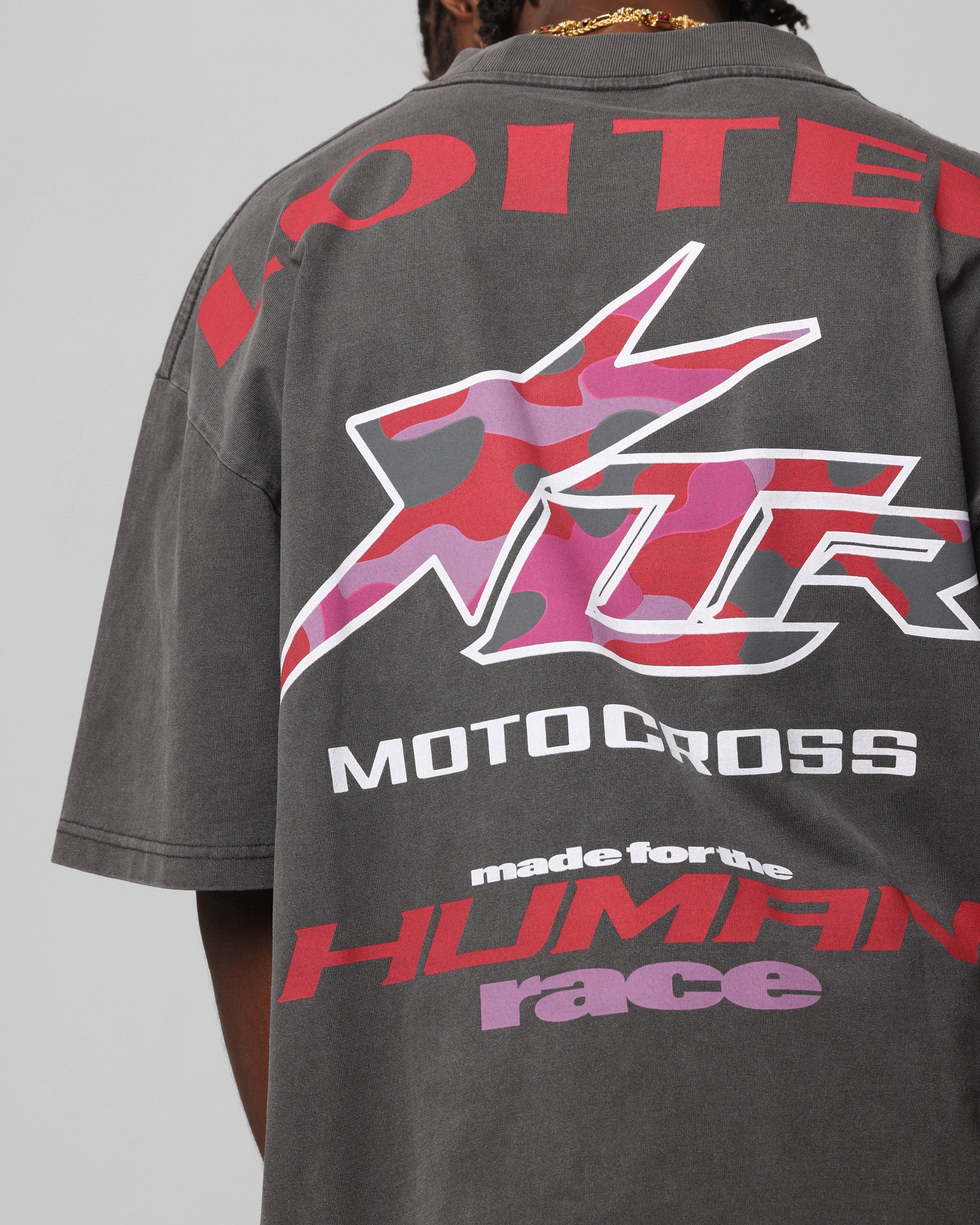 Loiter Motocross Vintage T-Shirt Charcoal/Red、mySite、zt4zffjzw