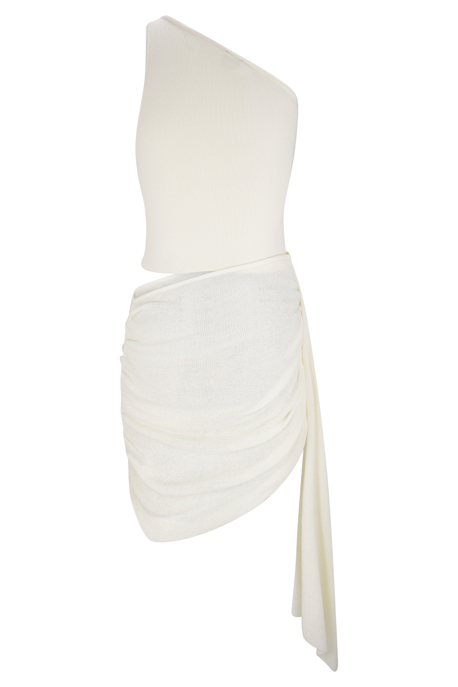 Cali Drape Skirt Knit Mini Dress - Ivory、mySite、solidvoid