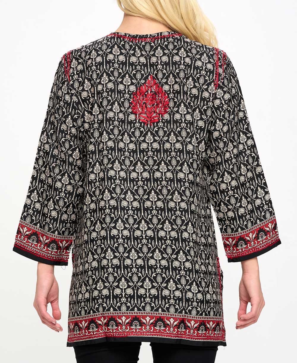 Black and White Tunic With Red Hand Embroidery、mySite、topwebapps