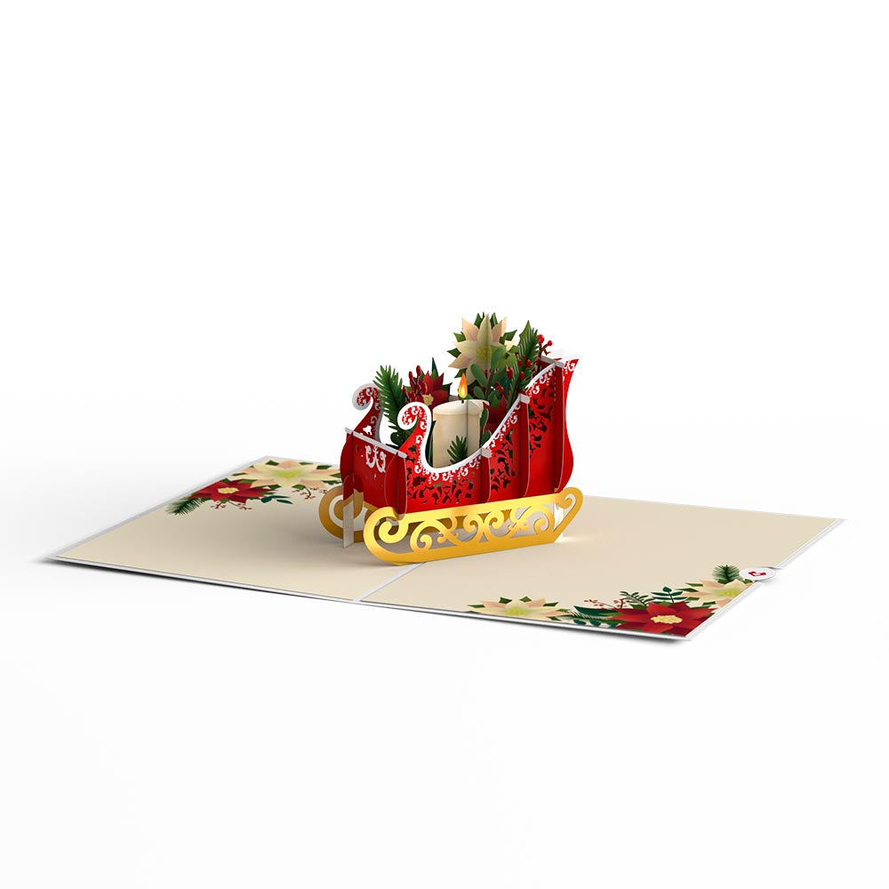 Holiday Poinsettia Sleigh Pop-Up Card、mySite、solidvoid
