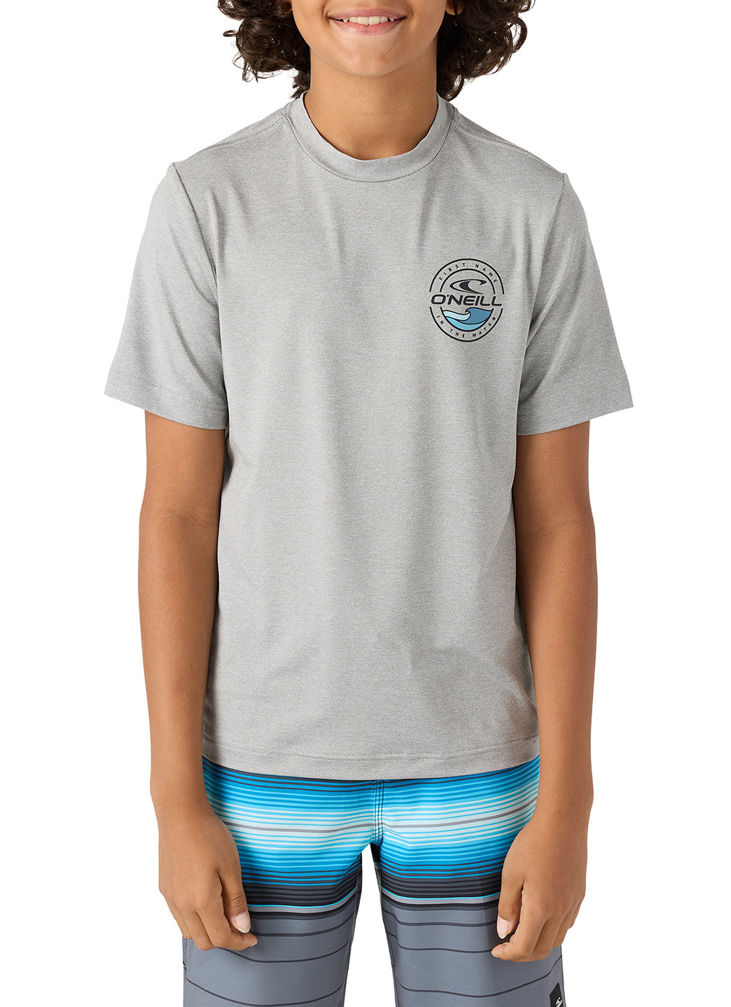 O'Neill Boys' Trvlr UPF 50+ Peak Short Sleeve Rash Guard (Big Kid)、mySite、noshort