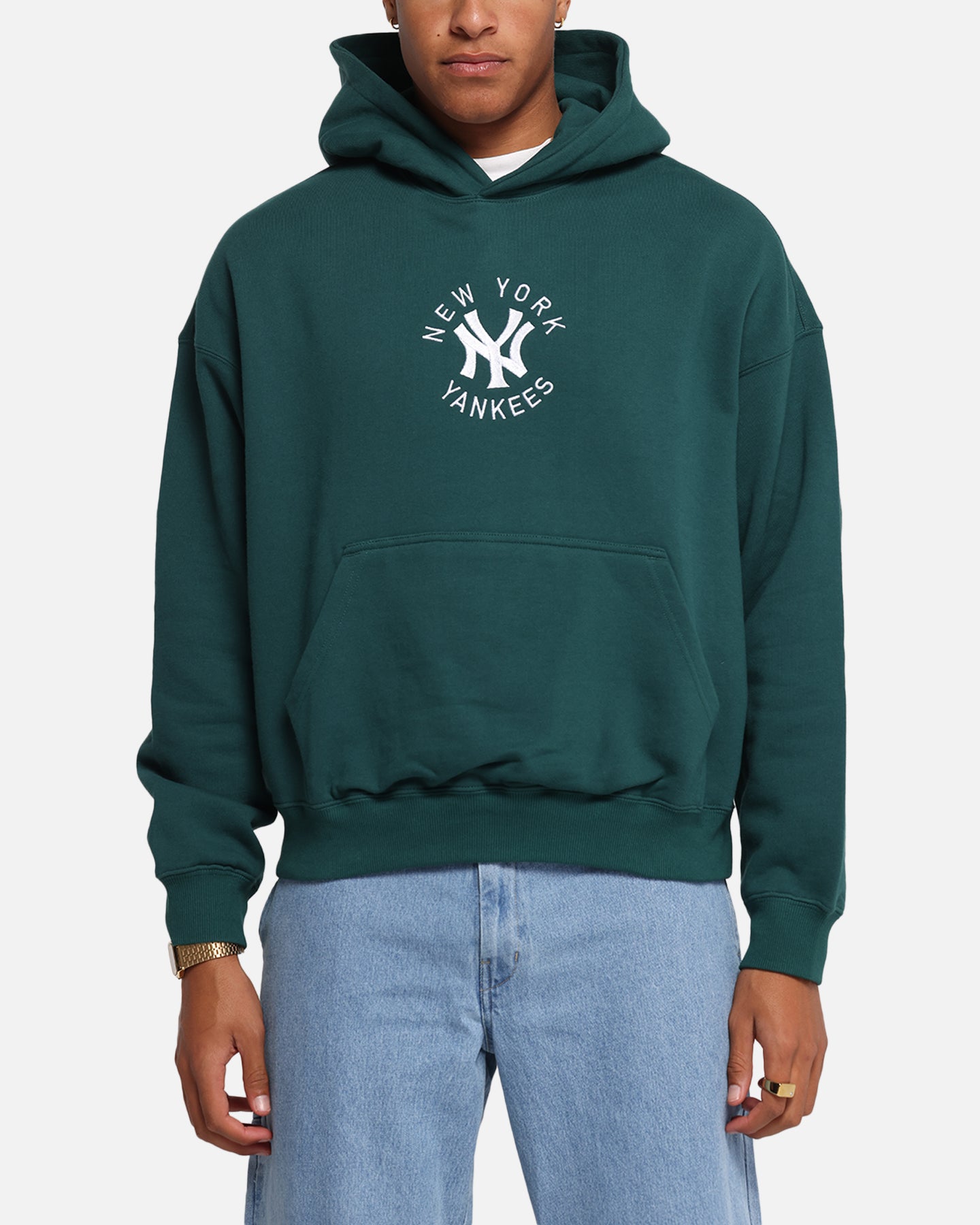 Majestic Athletic New York Yankees Mid Crest Boxy Hoodie Emerald、mySite、zt4zffjzw