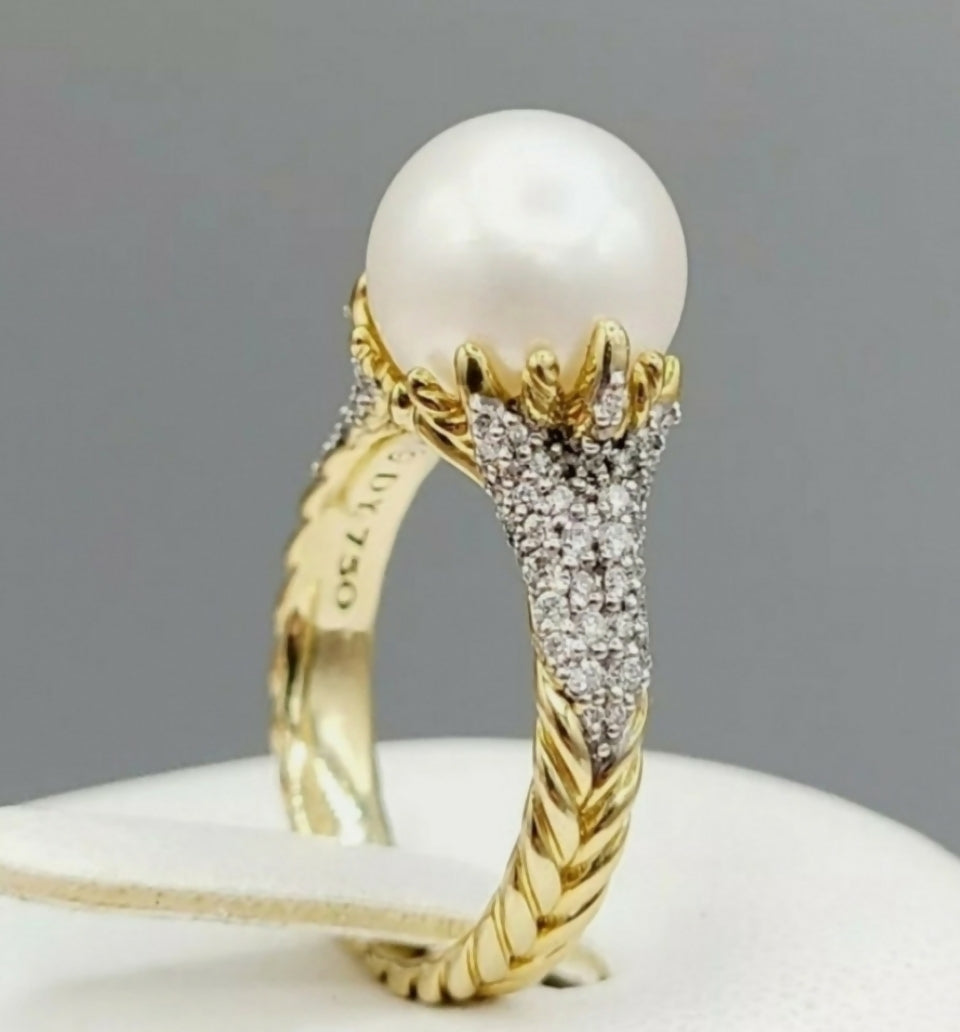 David Yurman Starburst Pearl Ring 鈥?Diamonds & 18k Gold、mySite、hinf8tx79