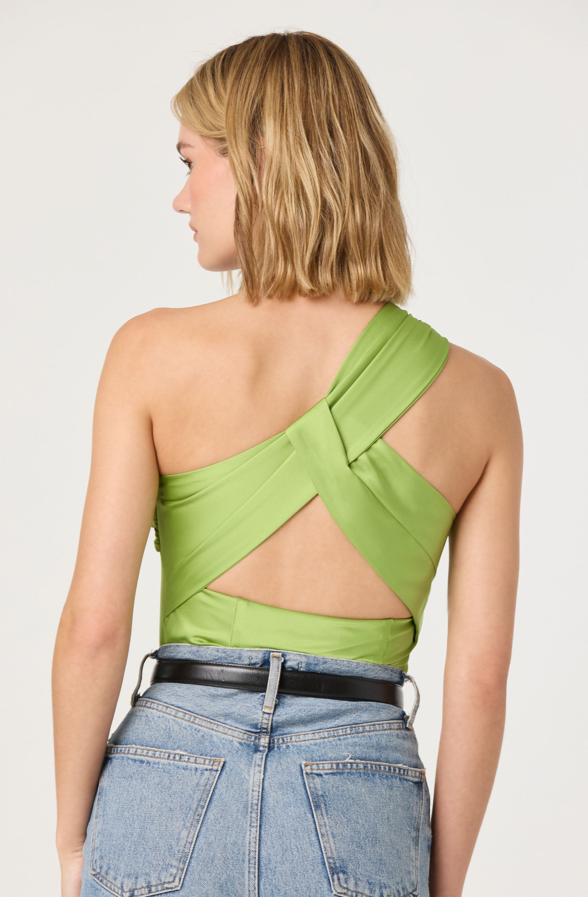 Francis Satin One Shoulder Top、mySite、solidvoid