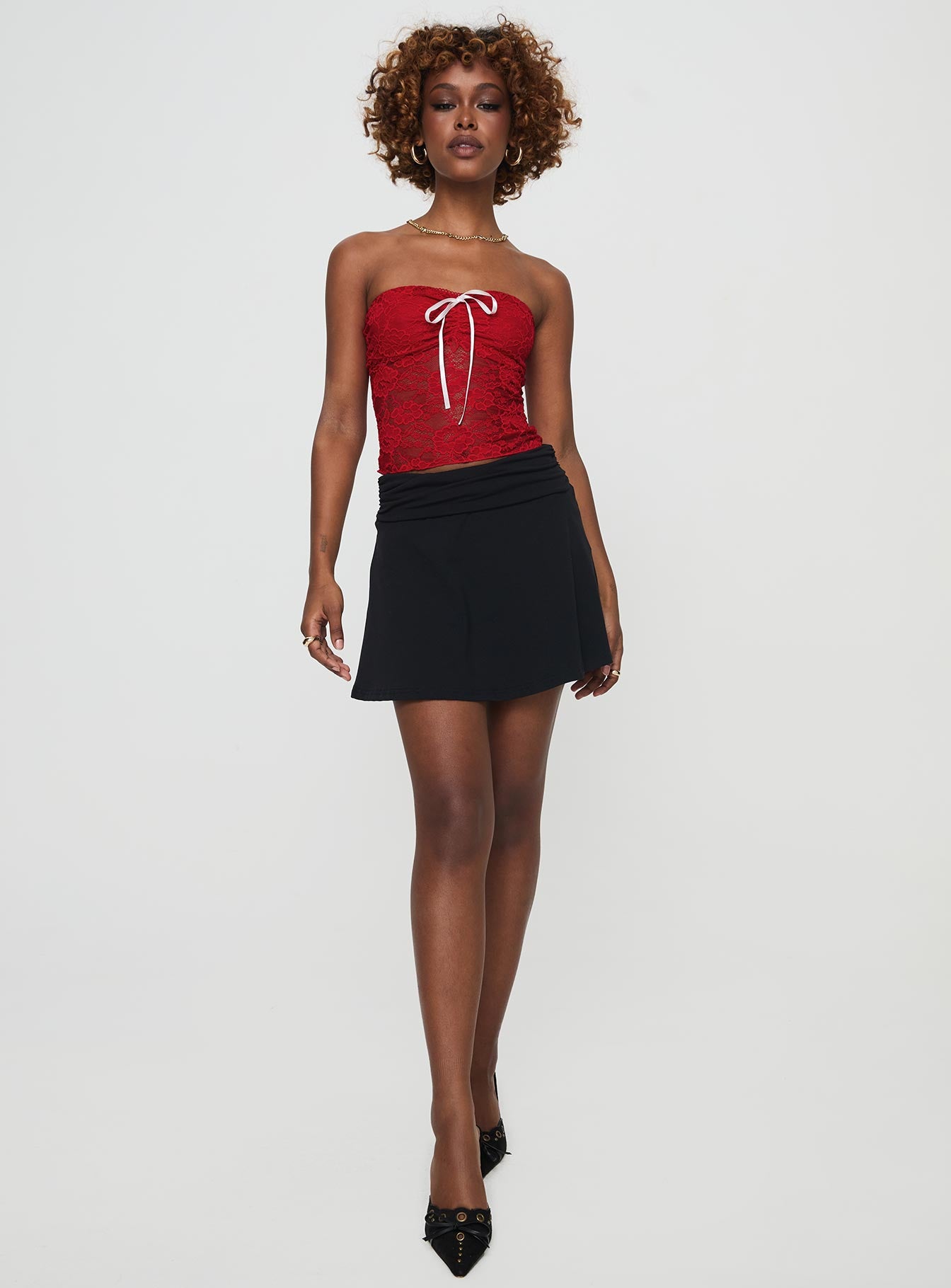 Winnick Strapless Lace Top Red、mySite、solidvoid