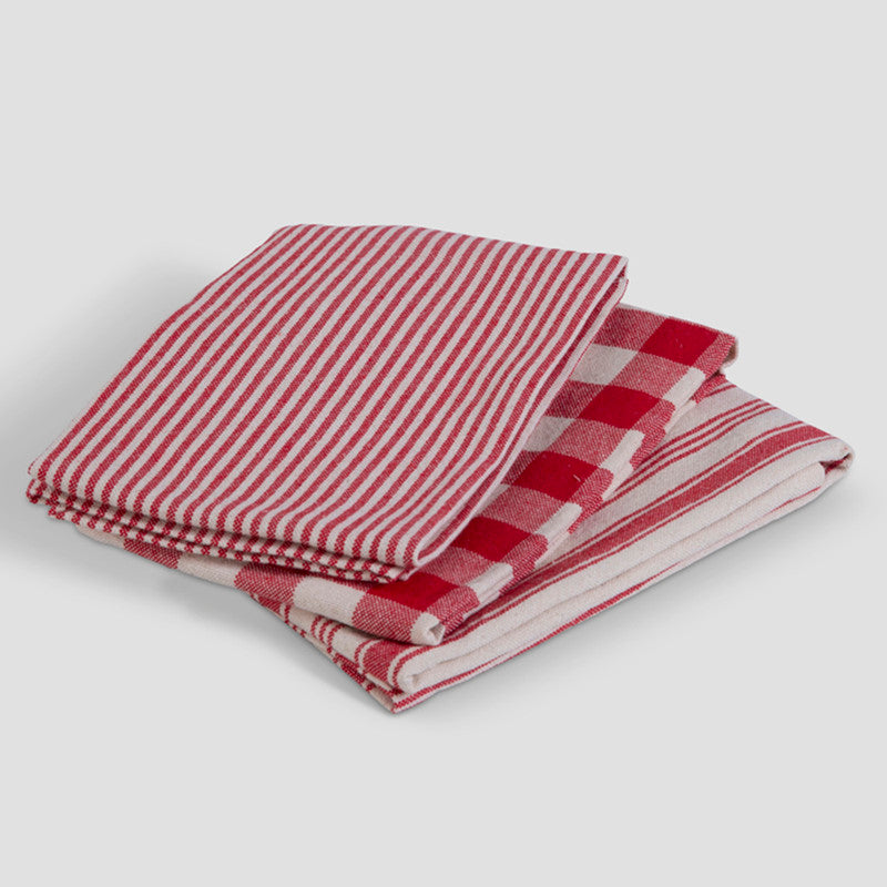 Cotton Kitchen Towel | Red | Set of 3、mySite、camillekostekn