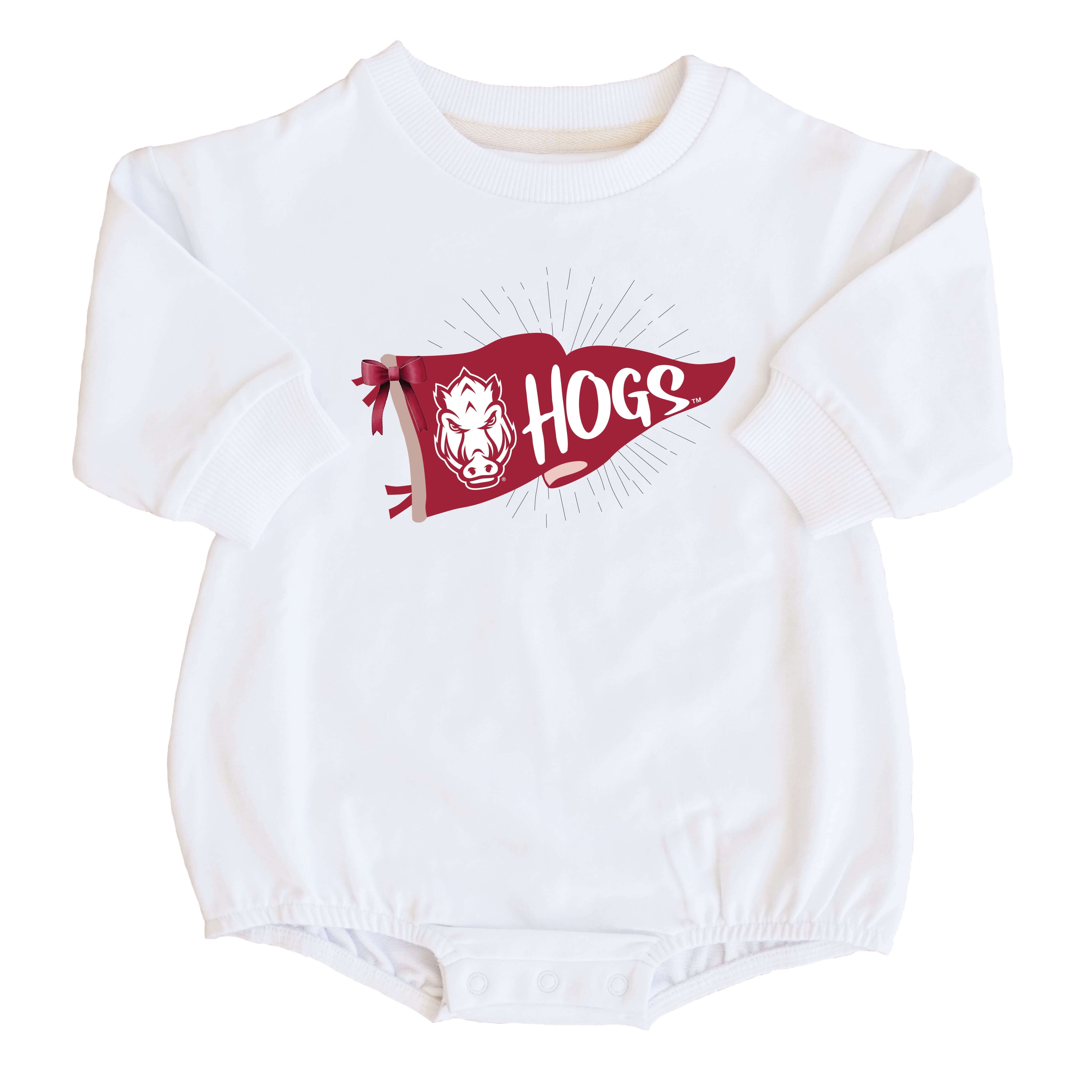  University of Arkansas | Football & Bows Graphic Sweatshirt Bubble Romper、mySite、layawaytickets
