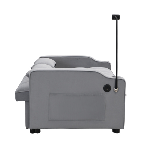 Modern Velvet Loveseat Futon Sofa Couch w/Pullout Bed,Small Love Seat Lounge Sofa with adjustable Reclining Backrest,Toss Pillows, Pockets,Furniture for Living Room,3 in 1 Convertible Sleeper Sofa Bed、、casual