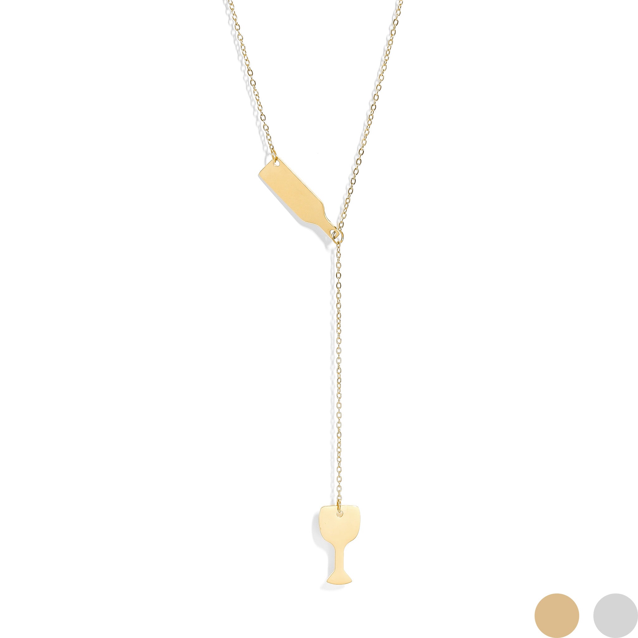 18K Gold PVD Stainless Steel Lariat Necklace Wine Glass / CHN0064、mySite、dreamappss