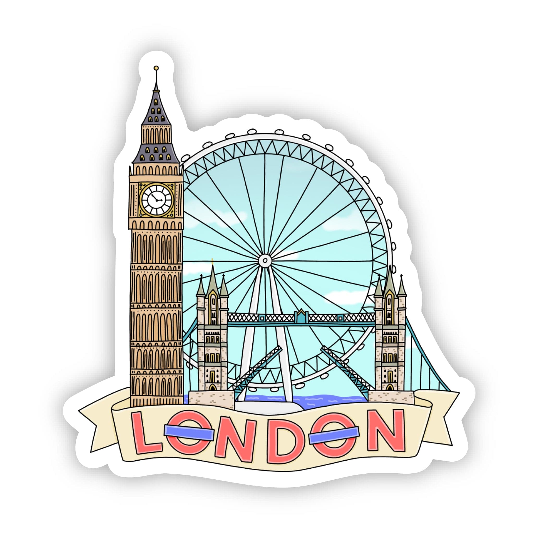  London Eye, Big Ben, and Tower Bridge Sticker、mySite、elrpsem3k