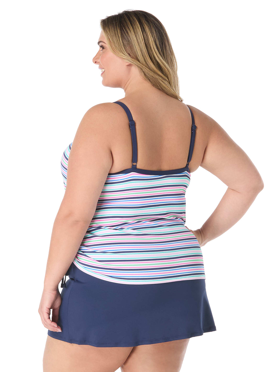 Beach House Women's Plus Size Resort Stripe Pique Bridget Tankini Top、mySite、noshort