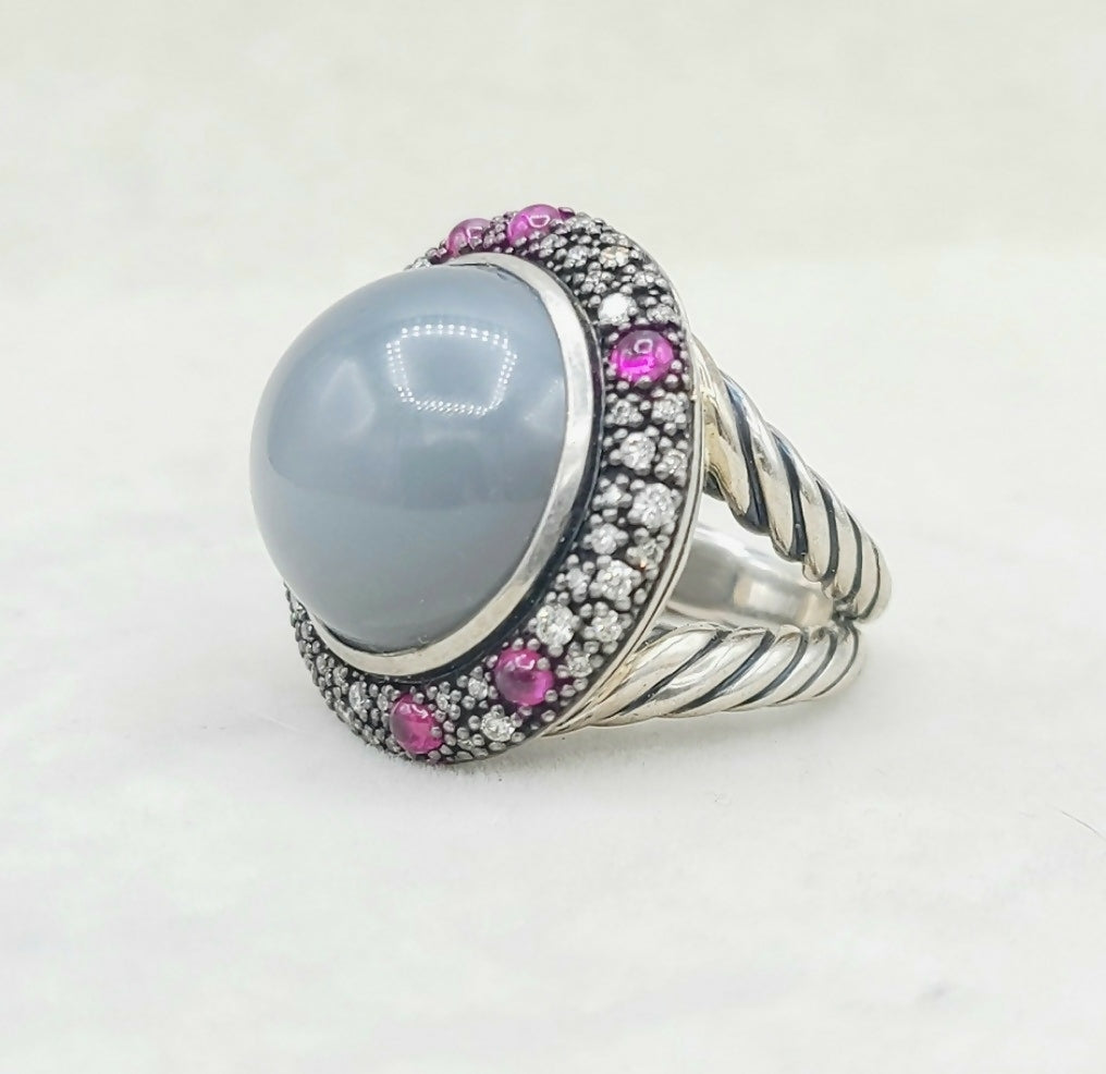David Yurman Cerise Midnight Melange Ring 鈥?Moonstone & Ruby、mySite、hinf8tx79