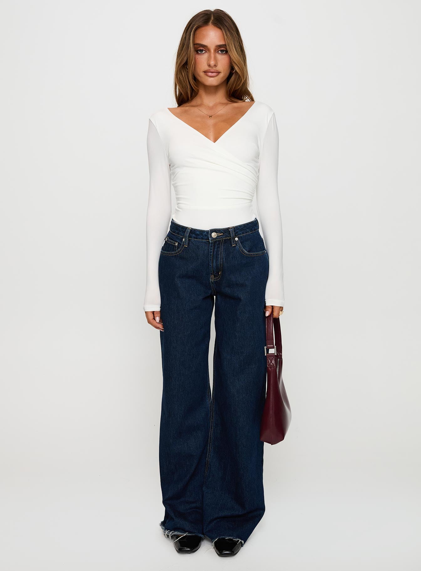 Right Here Cross Detail Bodysuit White、mySite、solidvoid