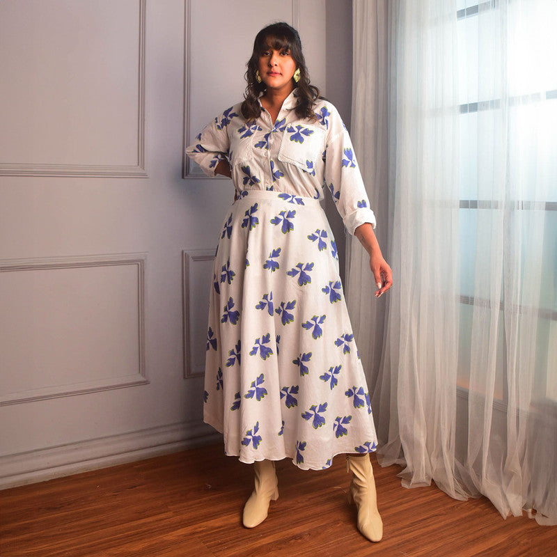 Cotton Skirt For Women | Floral Block Print | White、mySite、camillekostekn