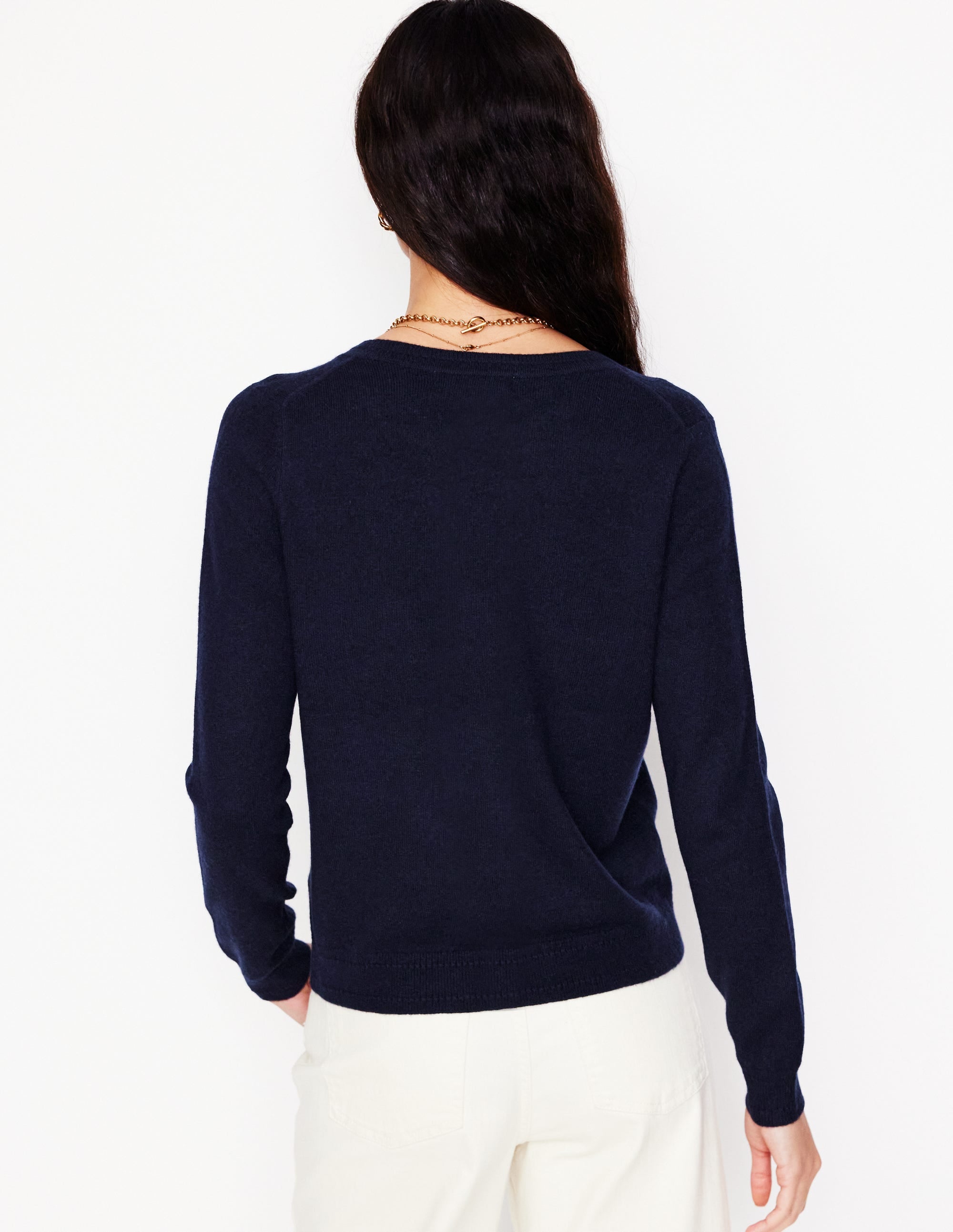  Eva Cashmere Crew Cardigan-Navy、mySite、ashleygrahame
