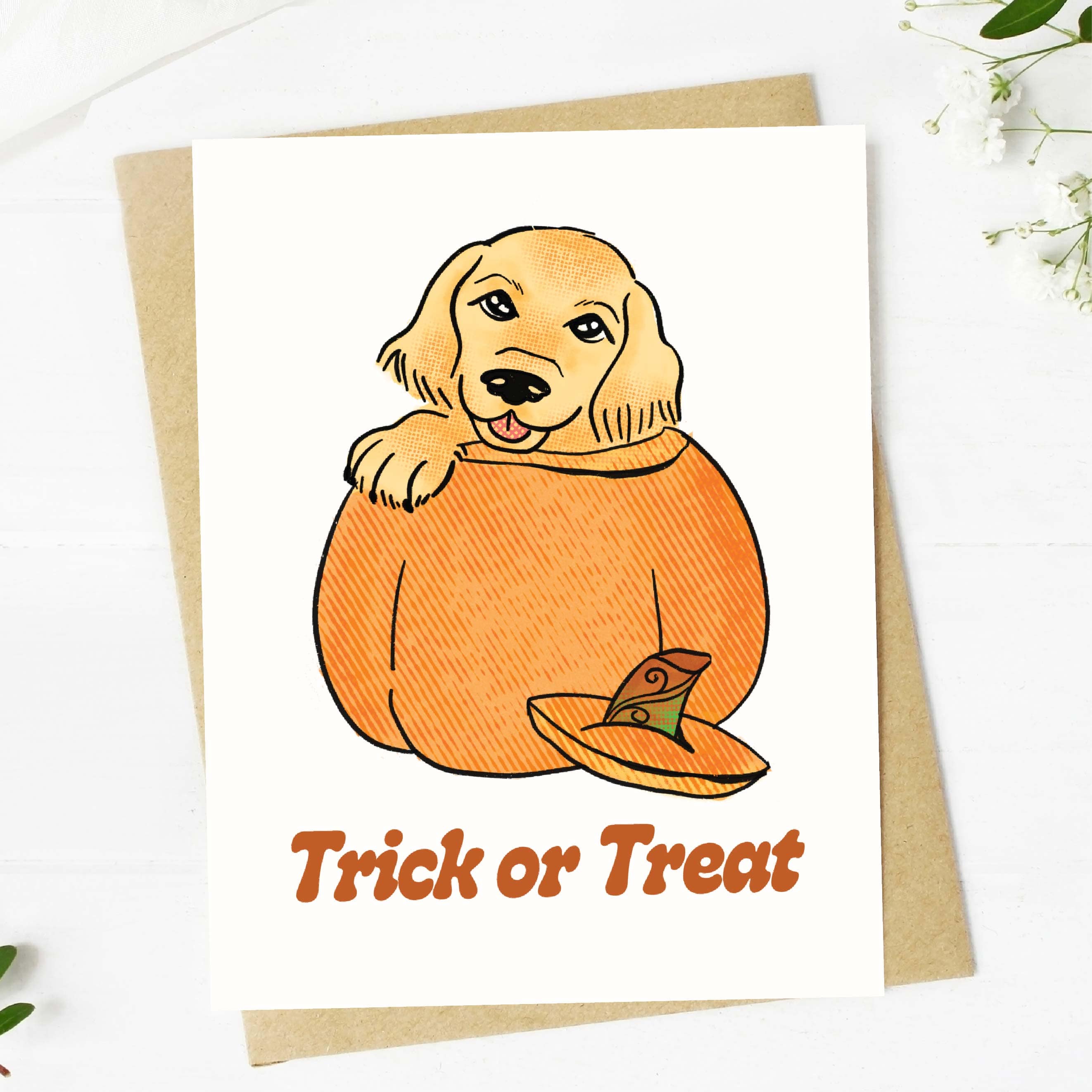 Trick Or Treat Dog Pumpkin Halloween Card、mySite、elrpsem3k