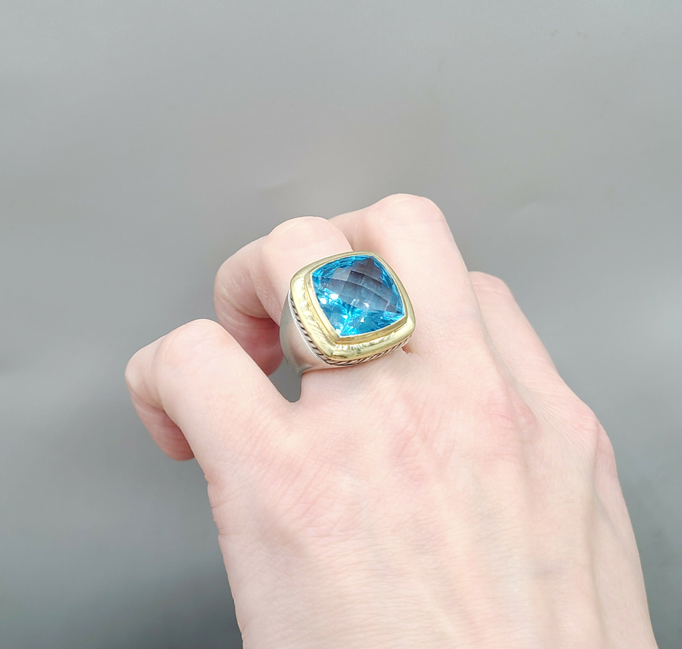 David Yurman Albion Ring 15mm Blue Topaz & Gold、mySite、hinf8tx79