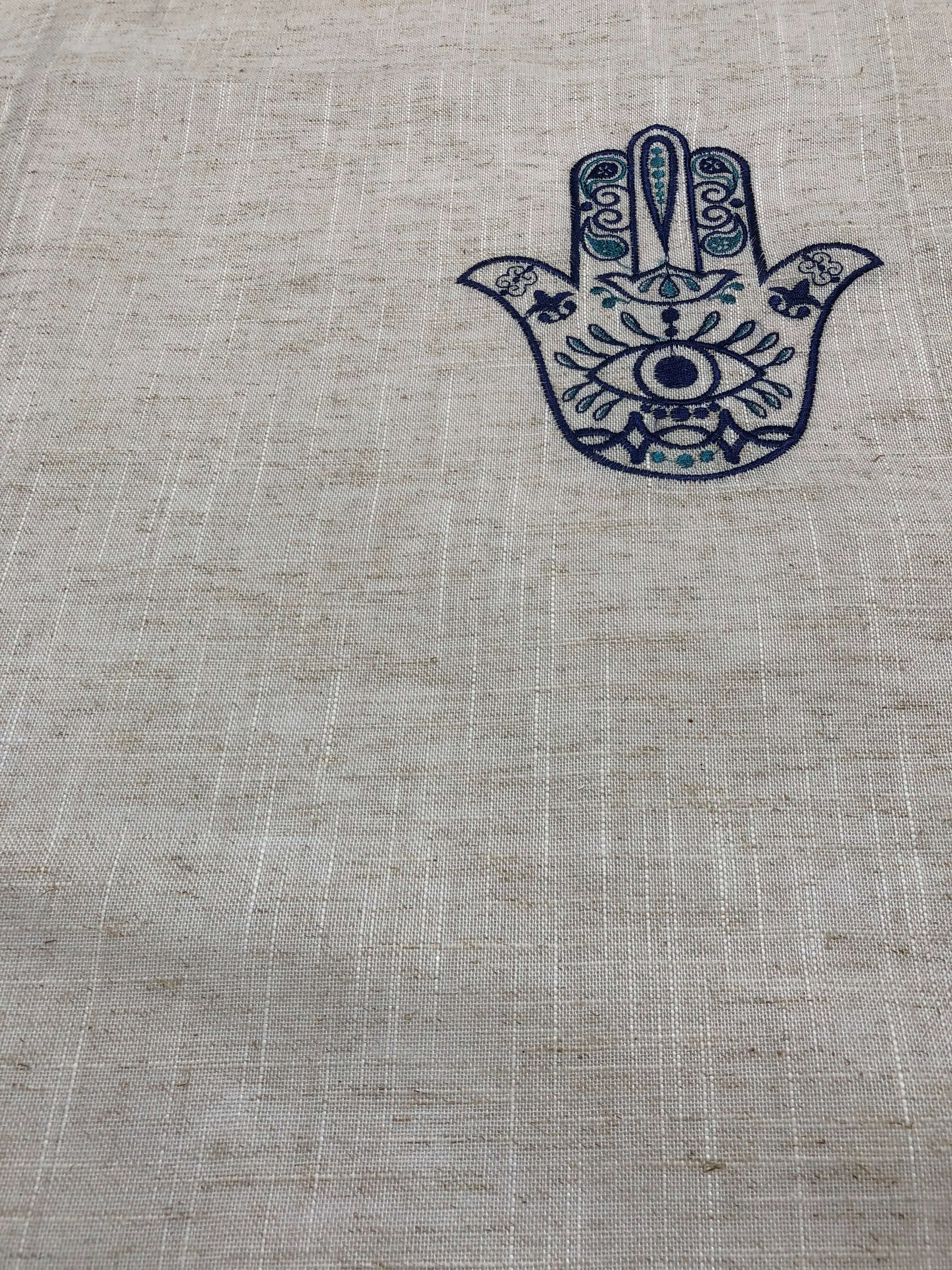 Modern Blue Hamsa Table Runner - Beige、mySite、topwebapps