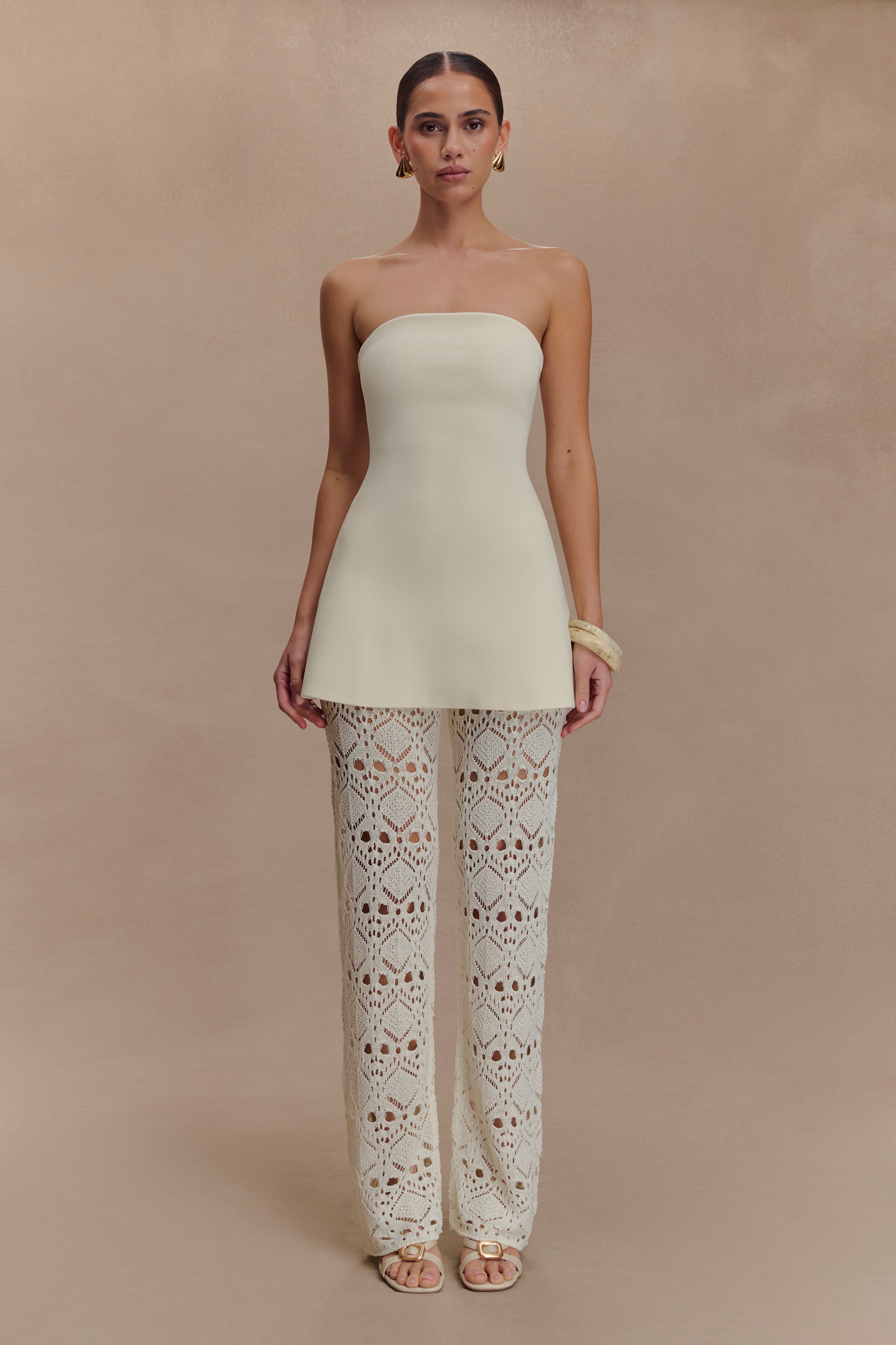 Trena Crochet Knit Pants - Ivory、mySite、solidvoid