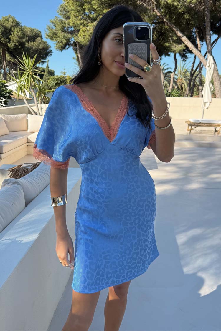 Blue Jacquard Mini Thea Dress Petite、mySite、solidvoid