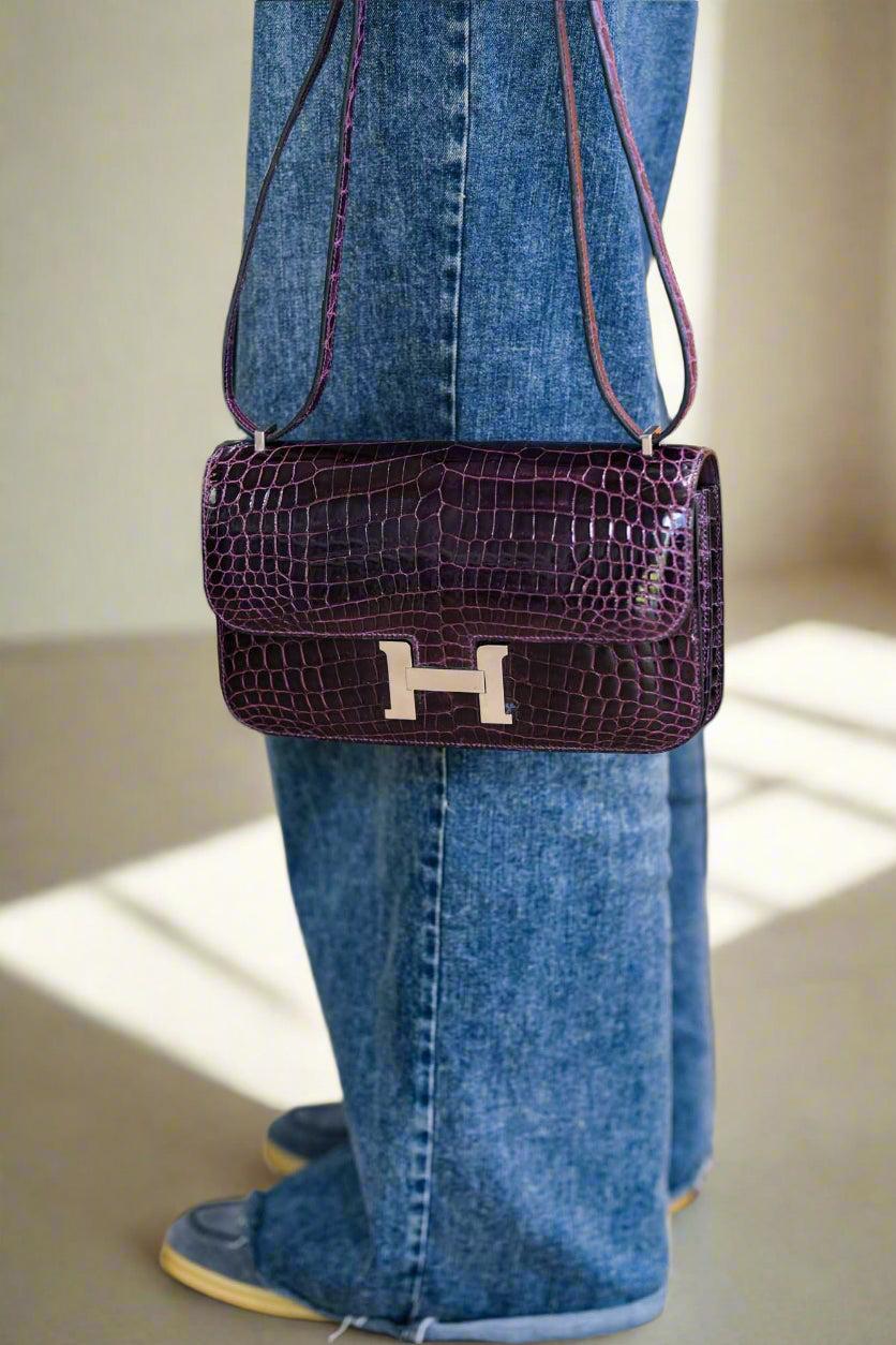 Hermès Constance Elan 25 Amethyst Shiny Niloticus Crocodile Palladium Hardware、mySite、garminoutage.com