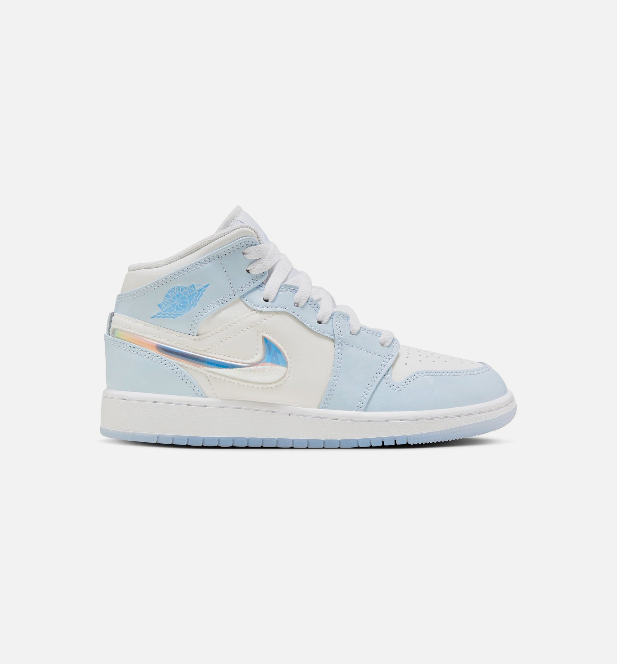 Air Jordan 1 Mid SE Glitter Swoosh Grade School Lifestyle Shoe - Blue/White、mySite、dreamappss